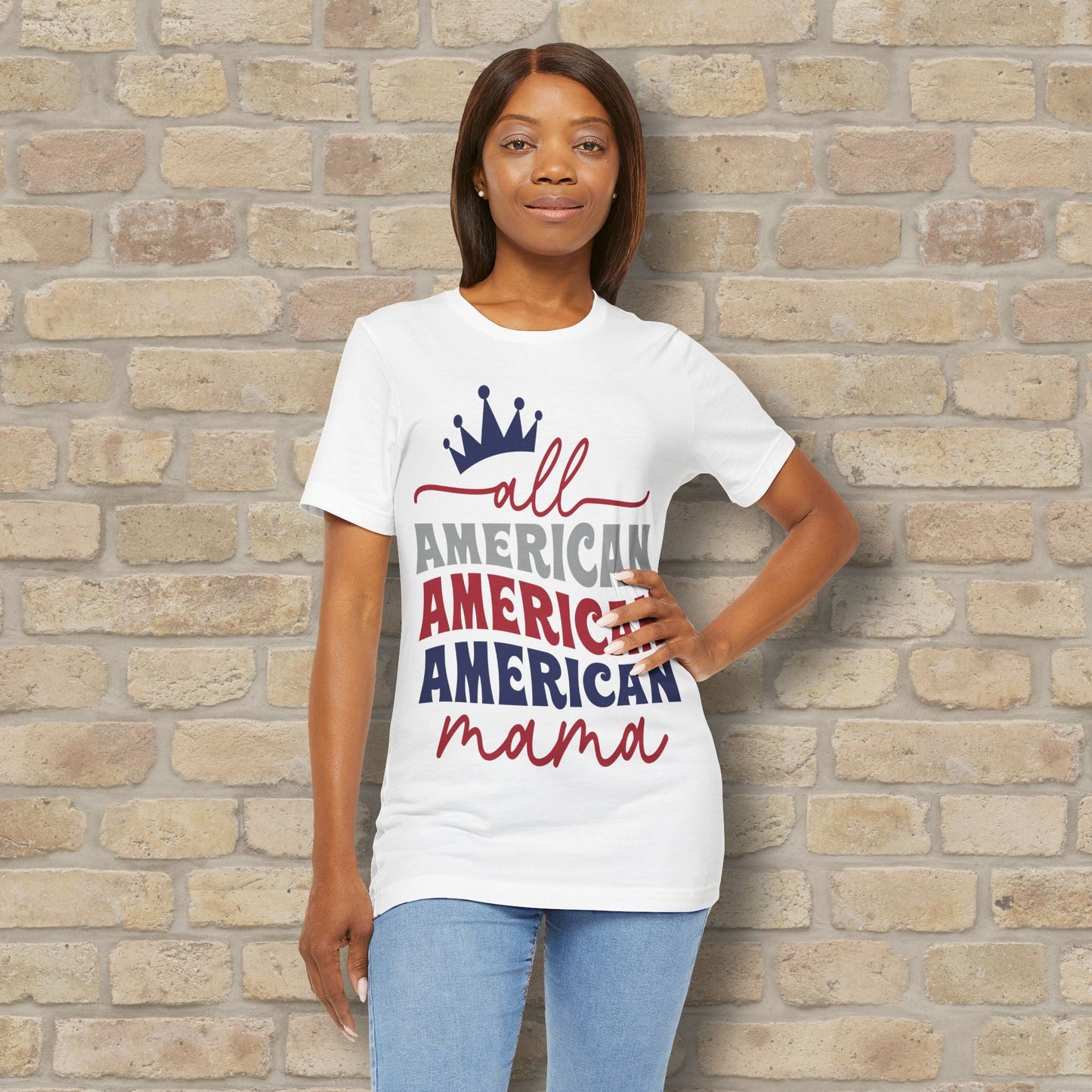 Mostly Text T-Shirts All American Mama Tee - Vibrant Styles