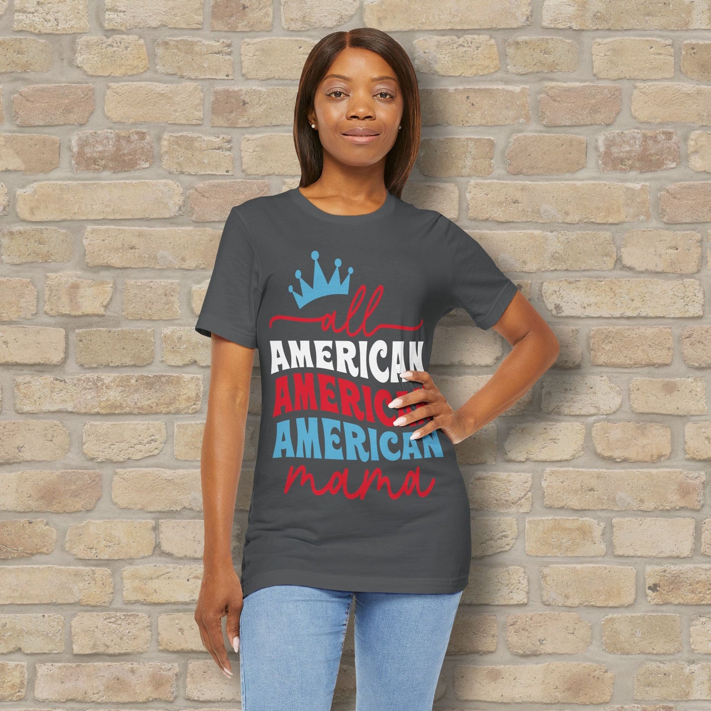 Mostly Text T-Shirts All American Mama Tee - Vibrant Styles