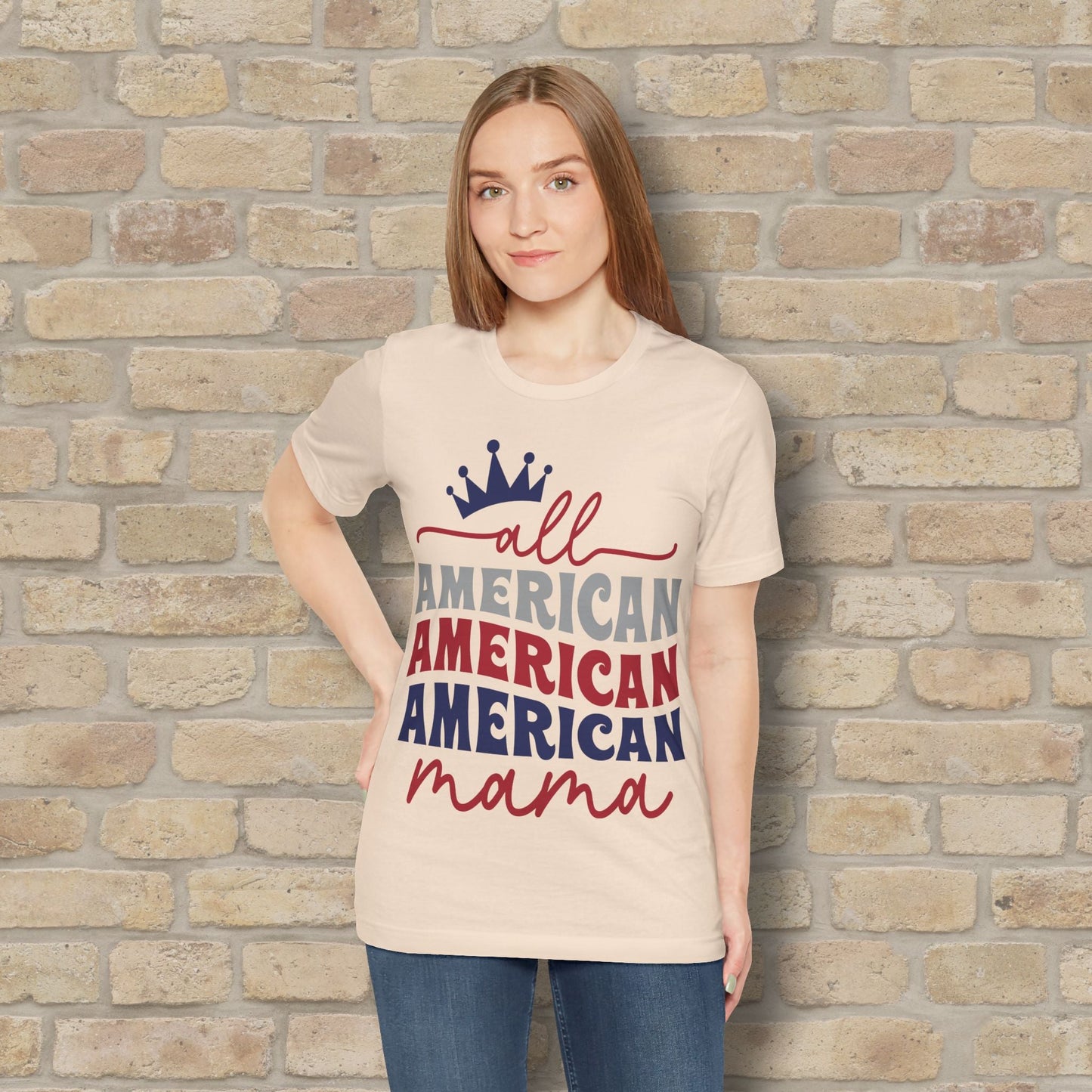 Mostly Text T-Shirts All American Mama Tee - Vibrant Styles