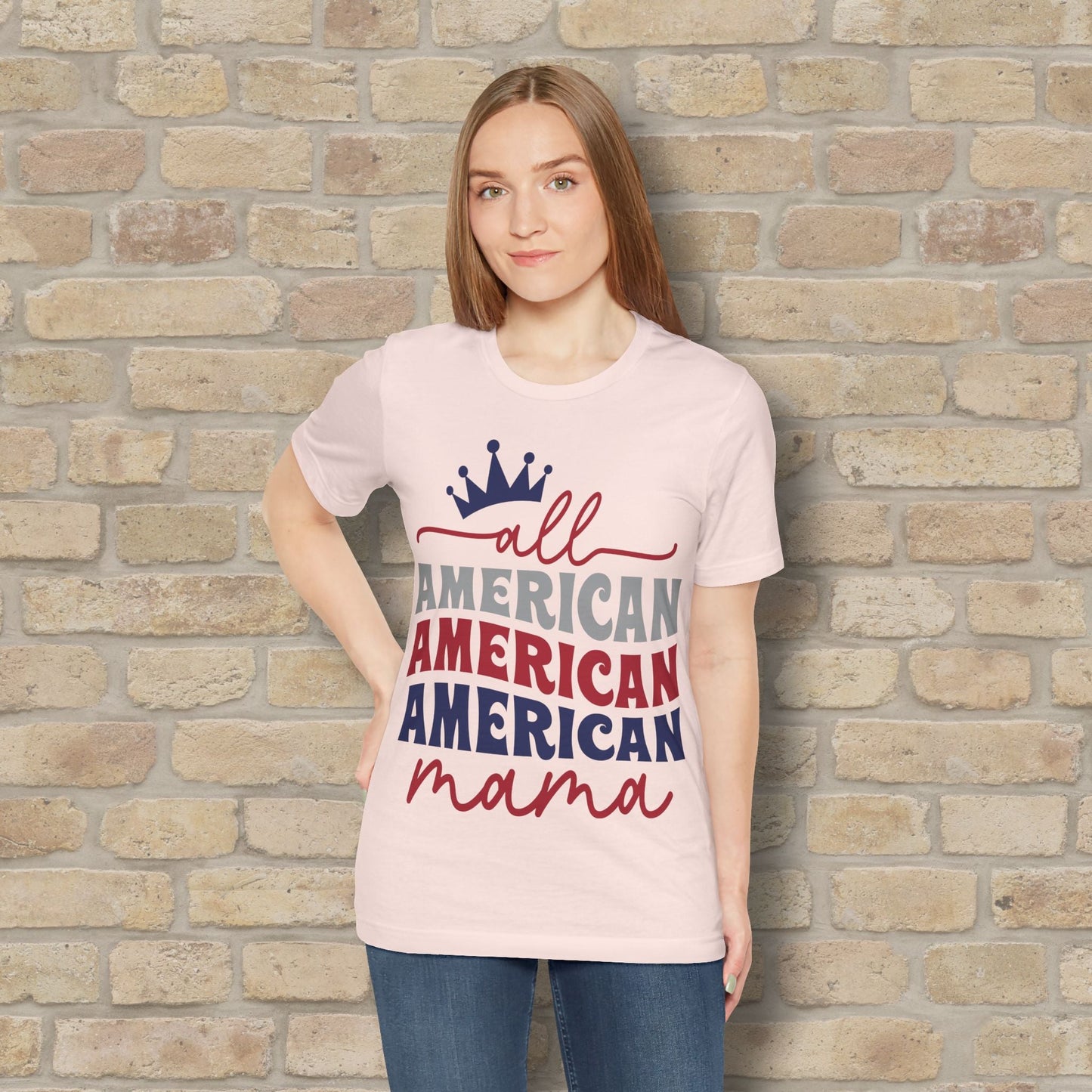 Mostly Text T-Shirts All American Mama Tee - Vibrant Styles