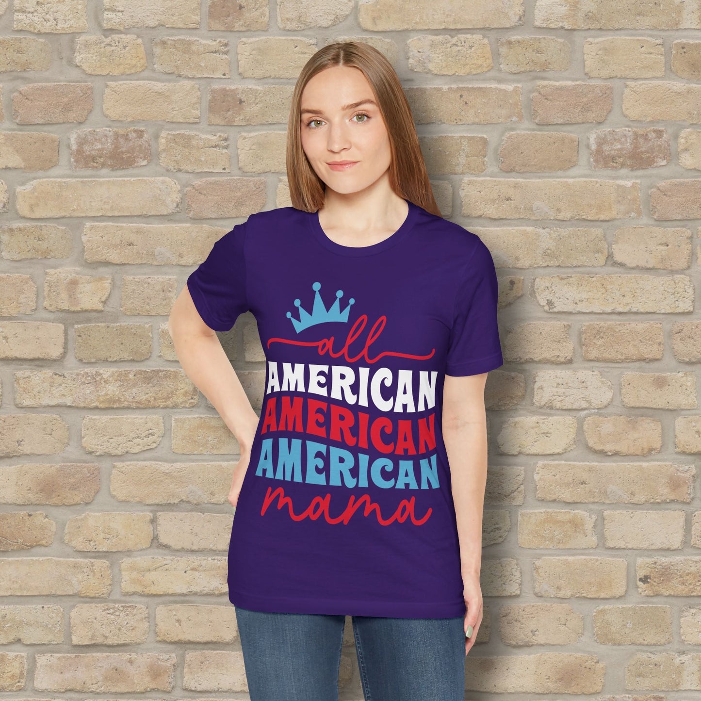 Mostly Text T-Shirts All American Mama Tee - Vibrant Styles