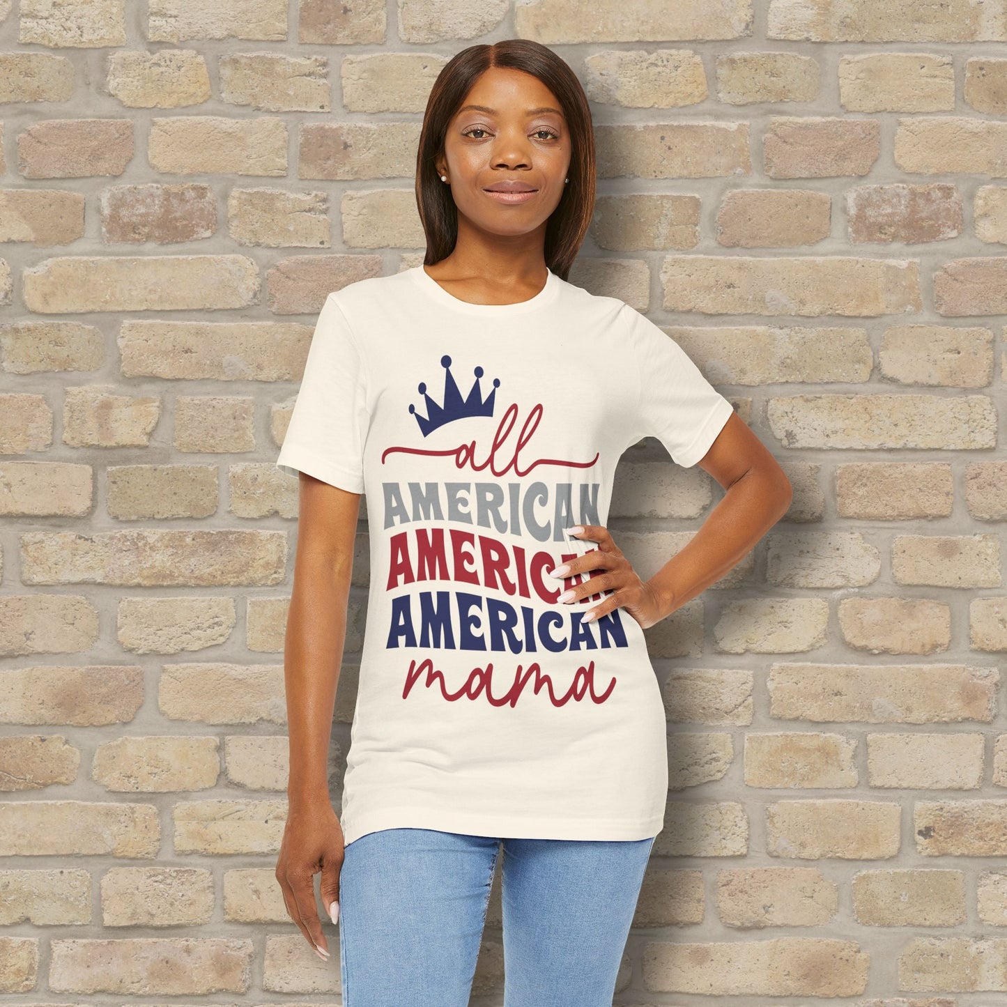 Mostly Text T-Shirts All American Mama Tee - Vibrant Styles