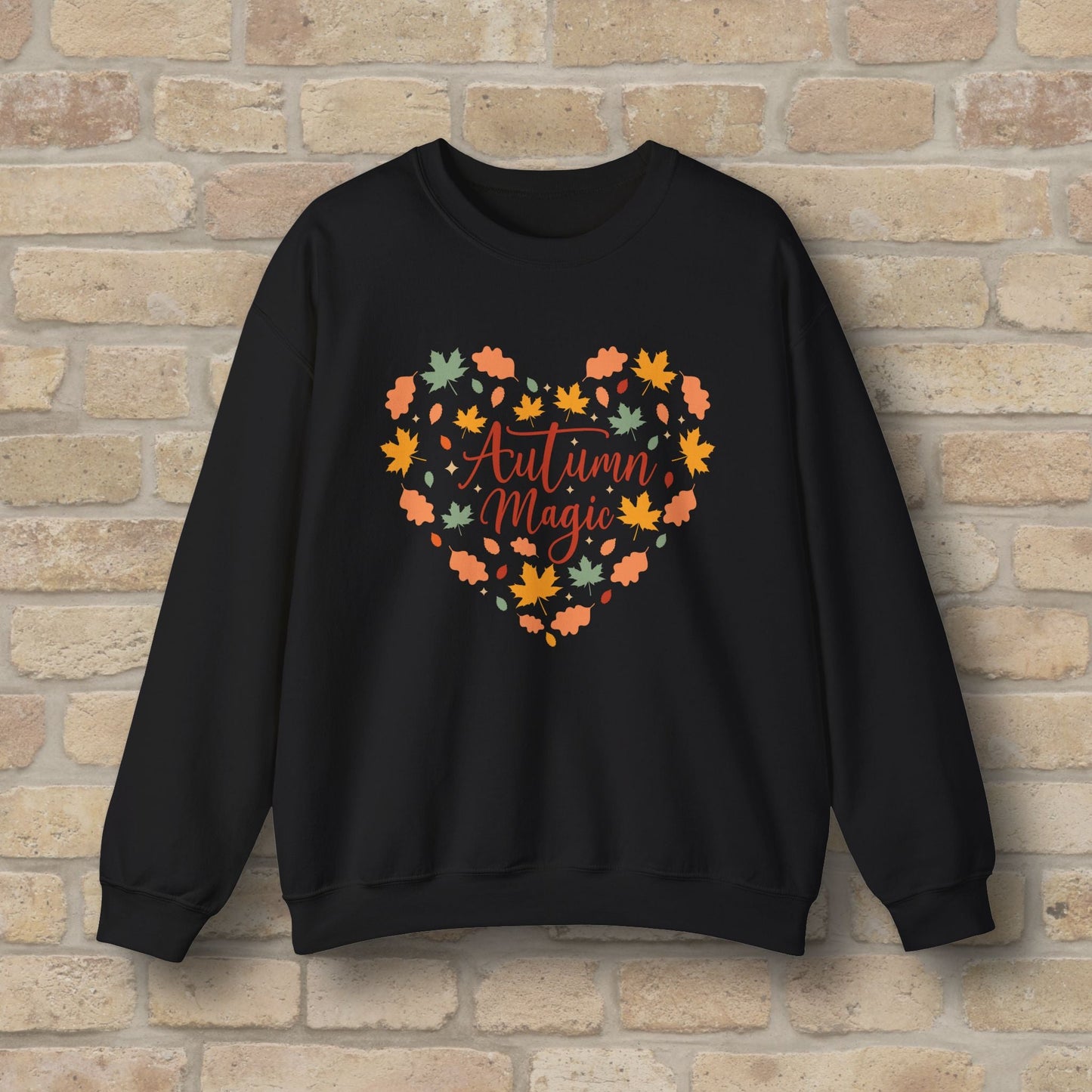 Graphic & Text Autumn Magic Heart Sweatshirt - Vibrant Styles