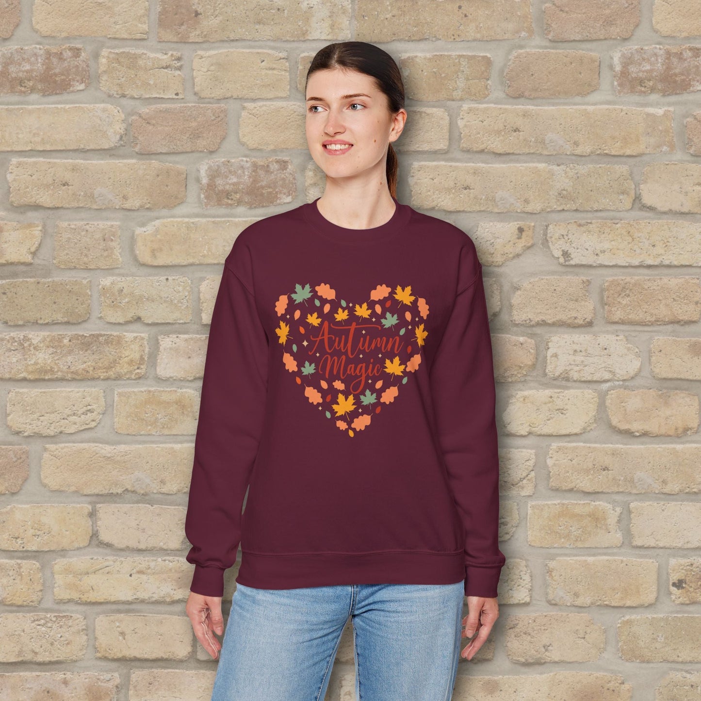 Graphic & Text Autumn Magic Heart Sweatshirt - Vibrant Styles