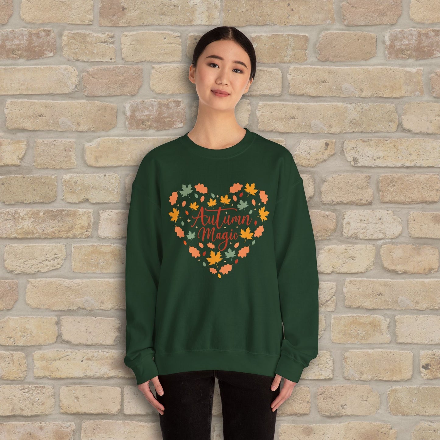 Graphic & Text Autumn Magic Heart Sweatshirt - Vibrant Styles