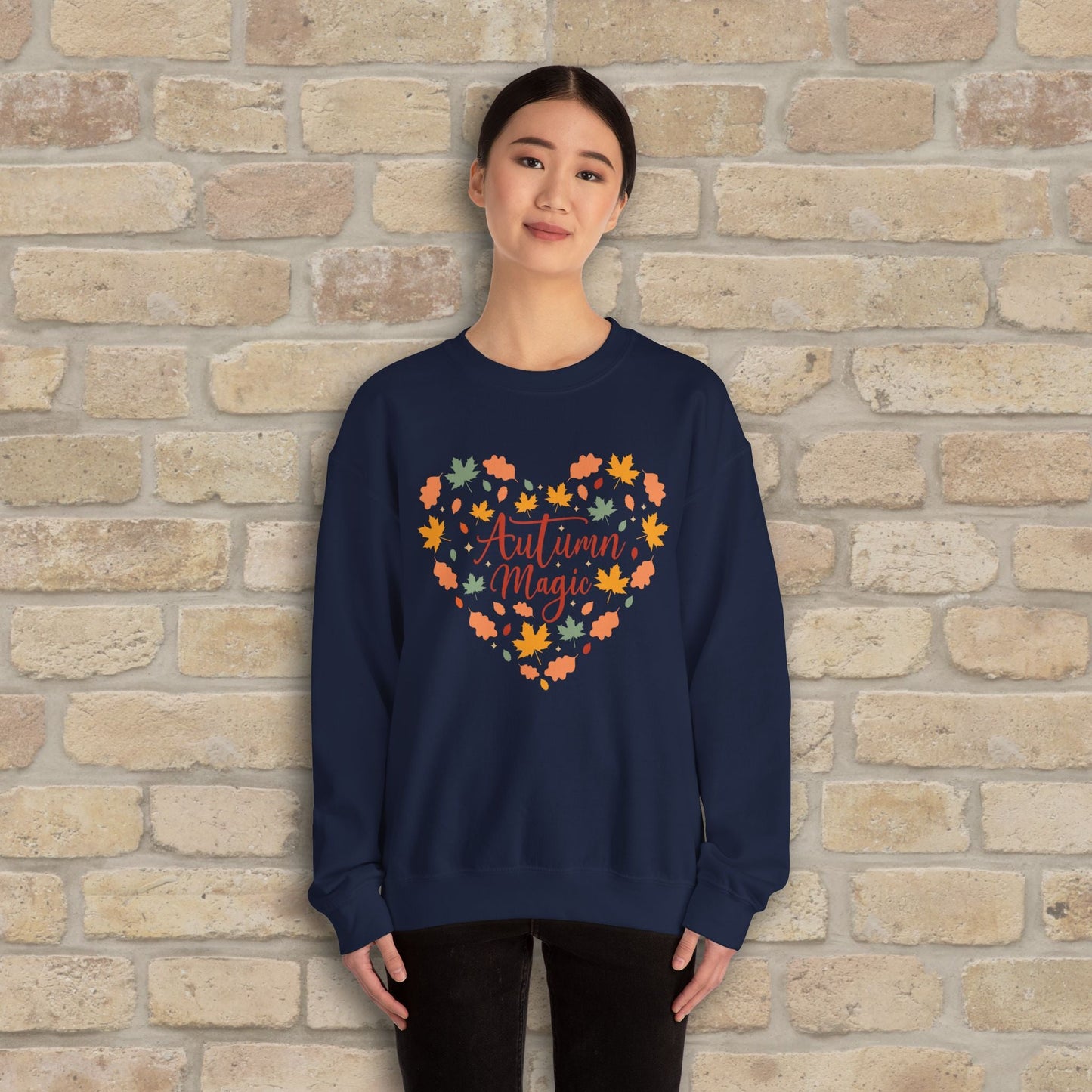 Graphic & Text Autumn Magic Heart Sweatshirt - Vibrant Styles