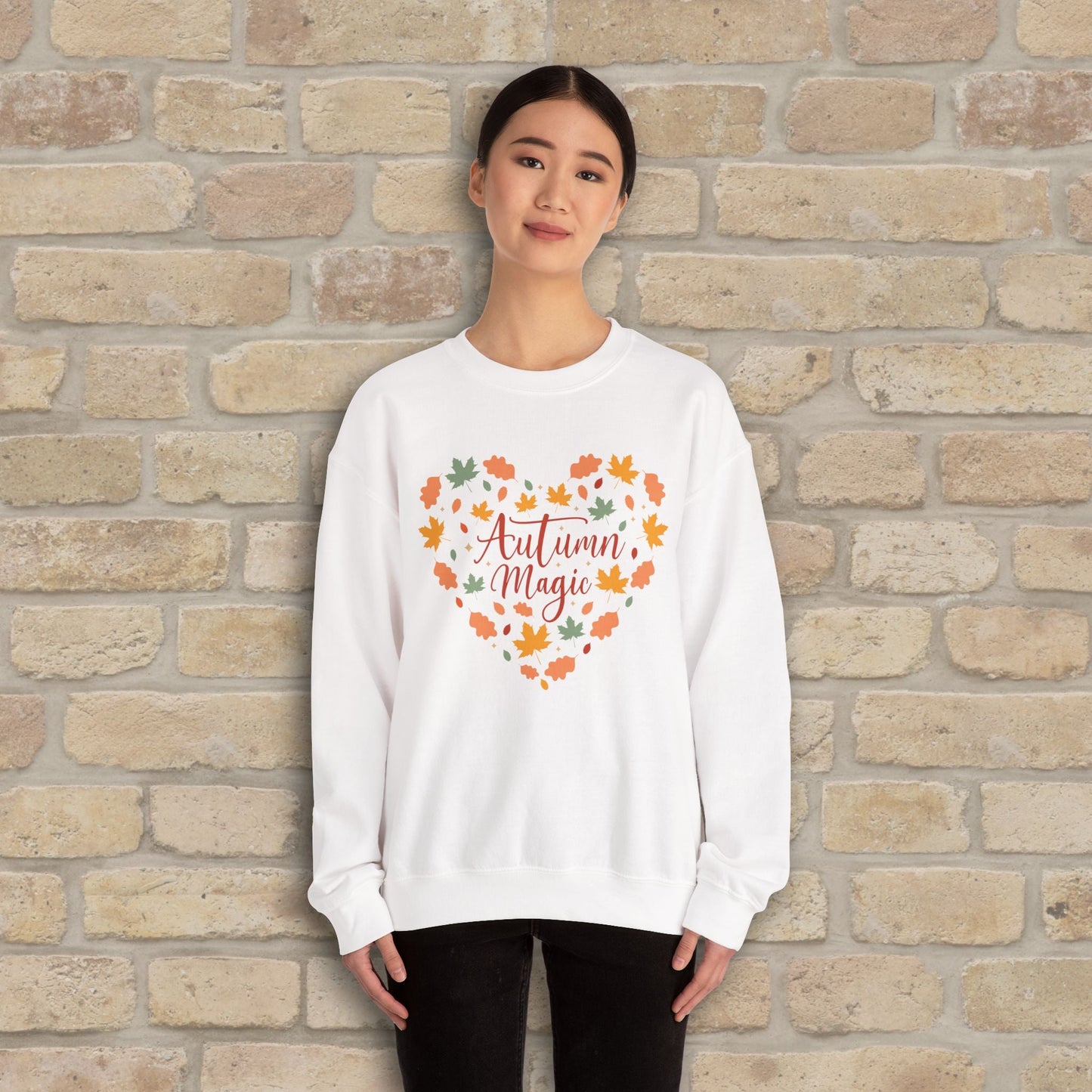 Graphic & Text Autumn Magic Heart Sweatshirt - Vibrant Styles
