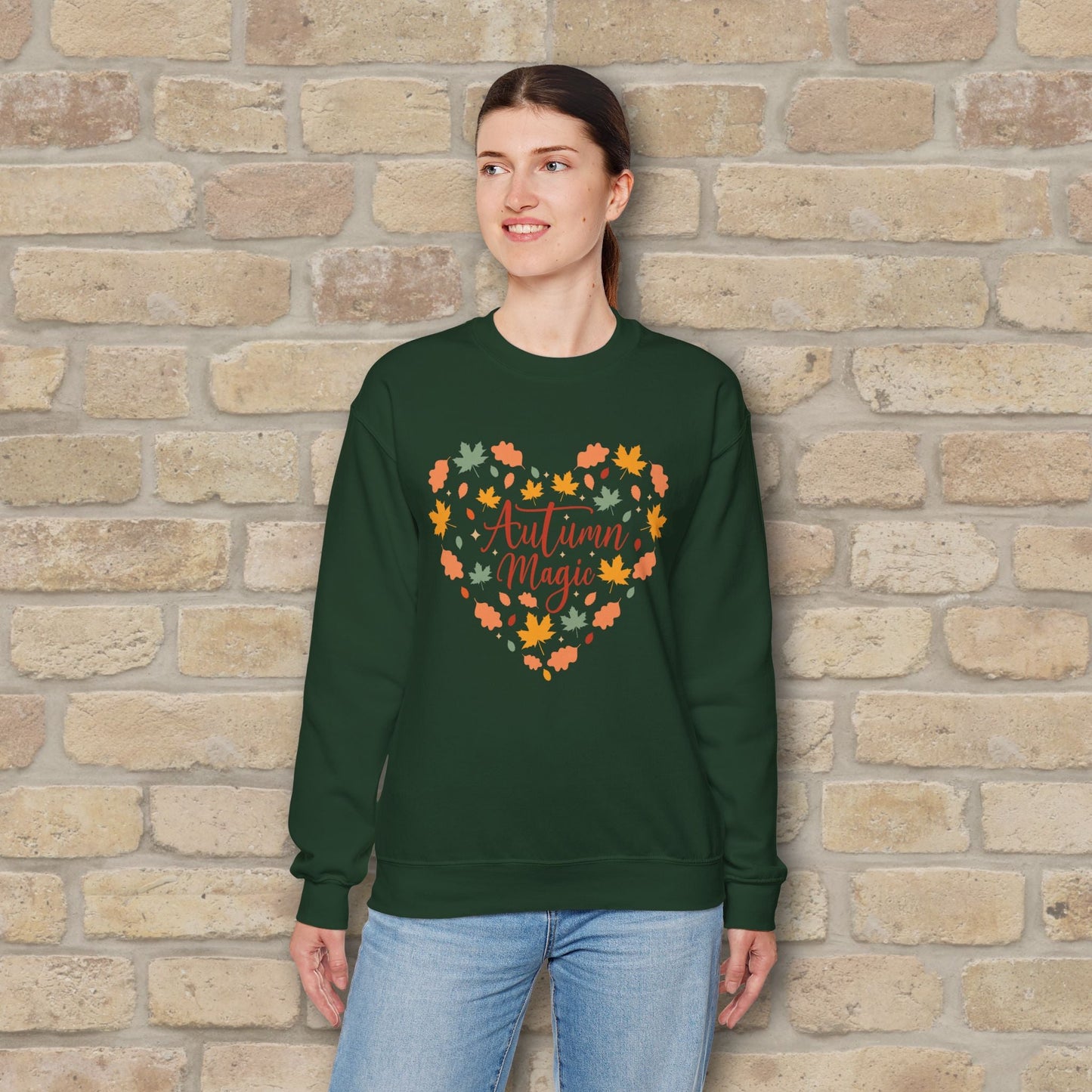 Graphic & Text Autumn Magic Heart Sweatshirt - Vibrant Styles