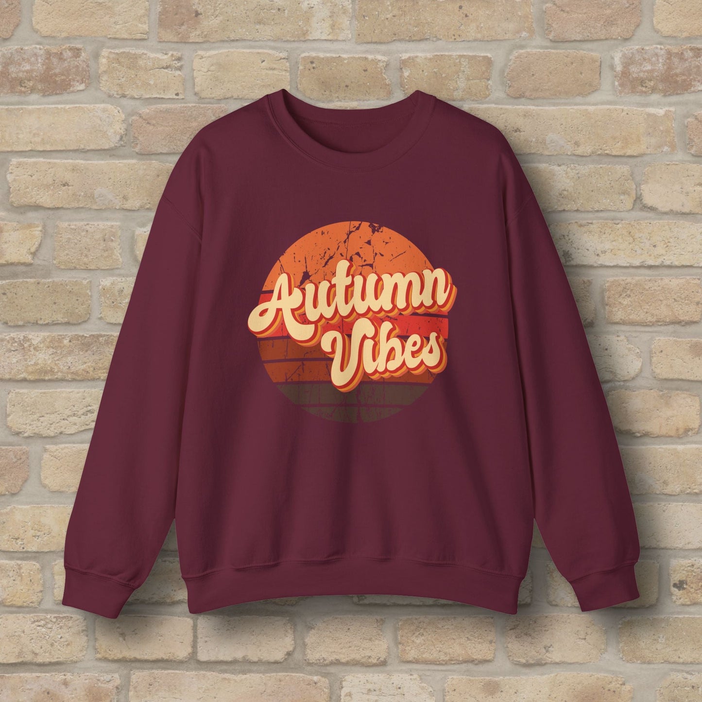 Graphic & Text Autumn Sunset Vibes Sweatshirt - Vibrant Styles