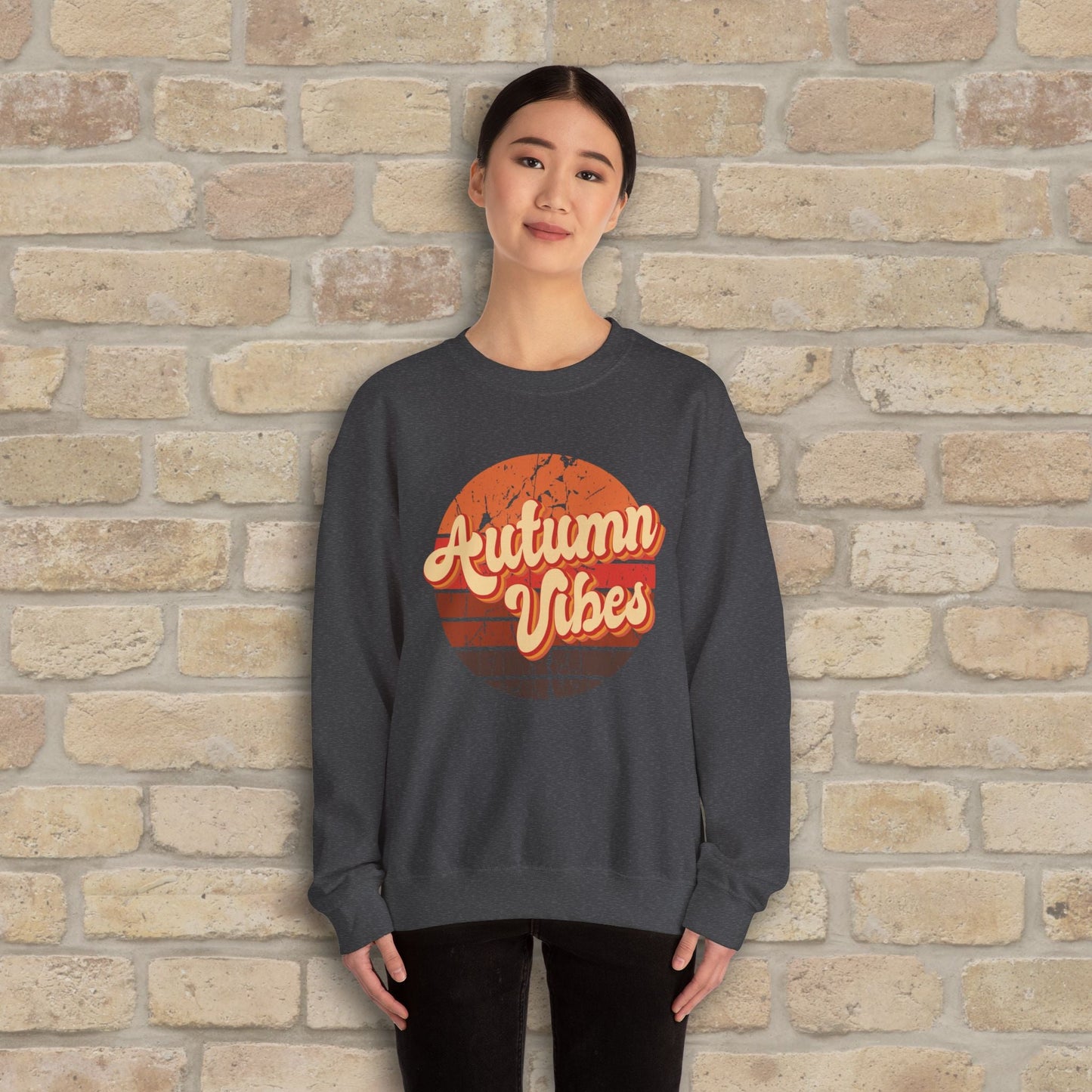 Graphic & Text Autumn Sunset Vibes Sweatshirt - Vibrant Styles