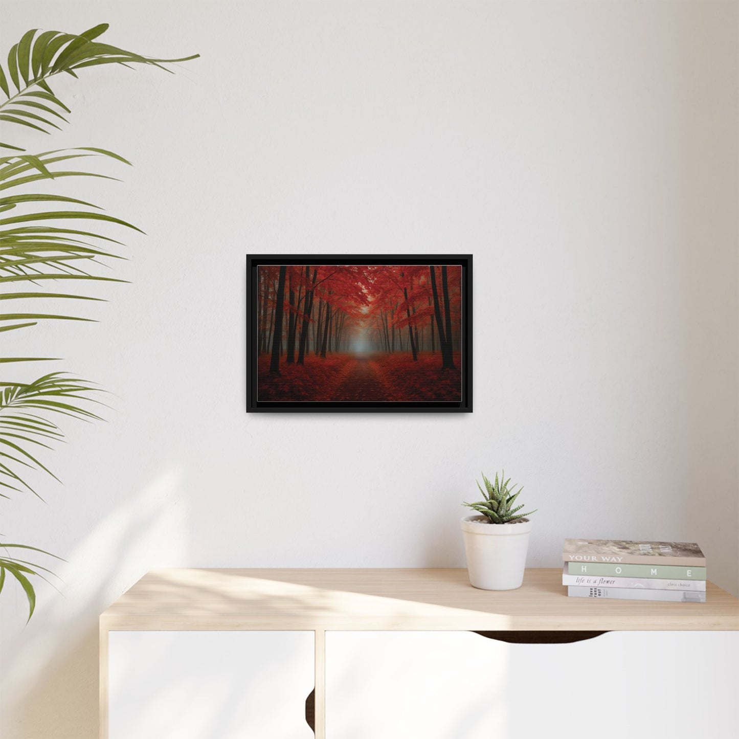 Canvas Autumn Woods Path Matte Canvas, Pinewood Framed - Vibrant Styles