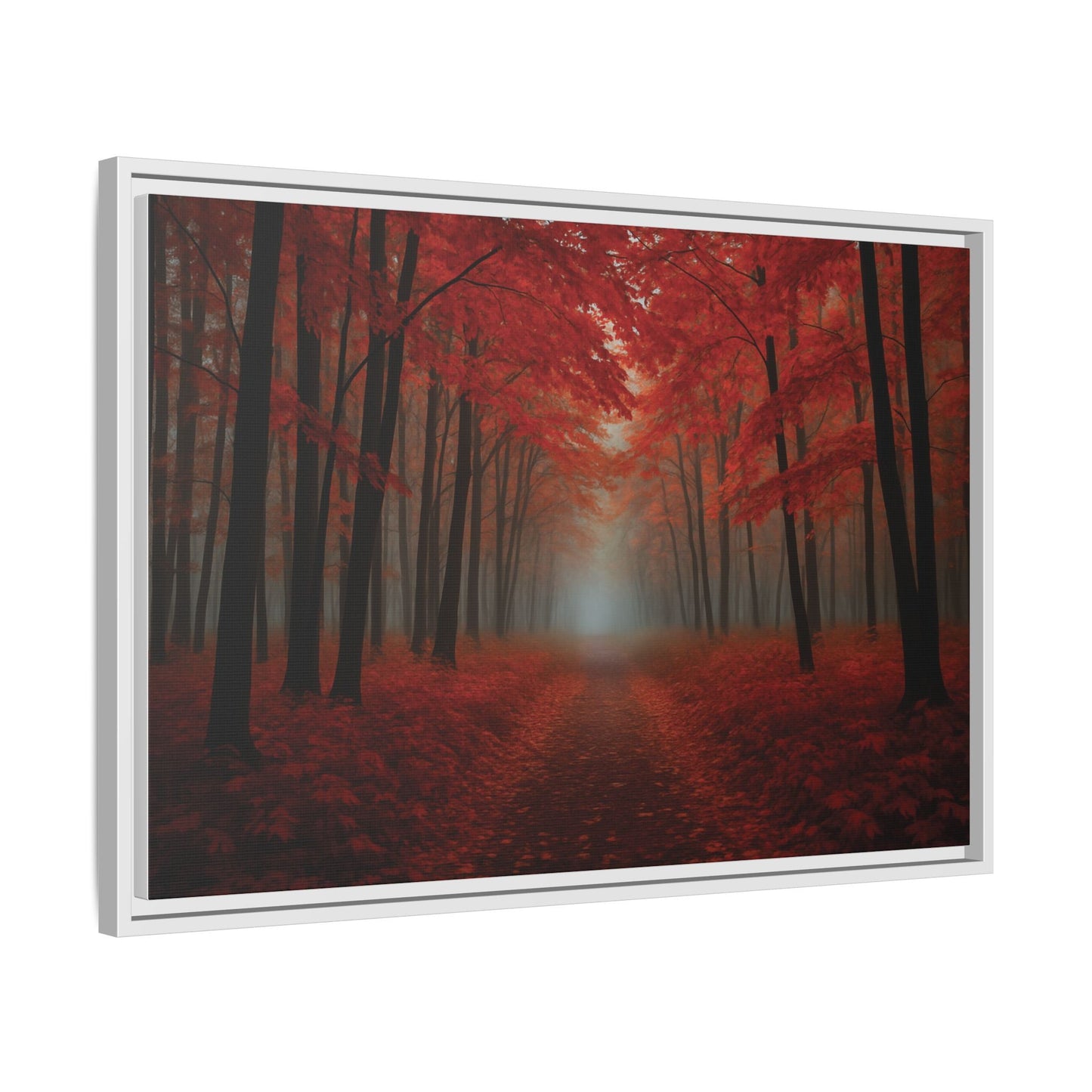 Canvas Autumn Woods Path Matte Canvas, Pinewood Framed - Vibrant Styles