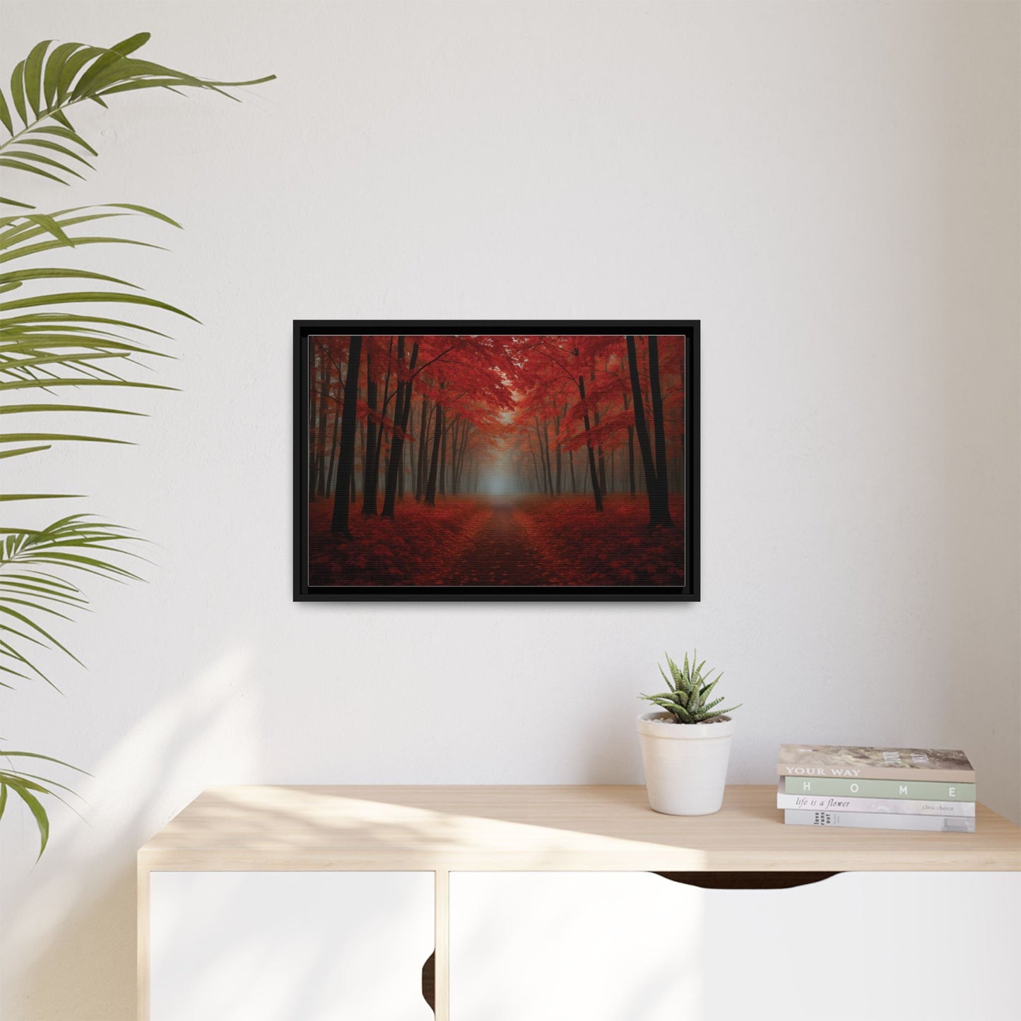 Canvas Autumn Woods Path Matte Canvas, Pinewood Framed - Vibrant Styles