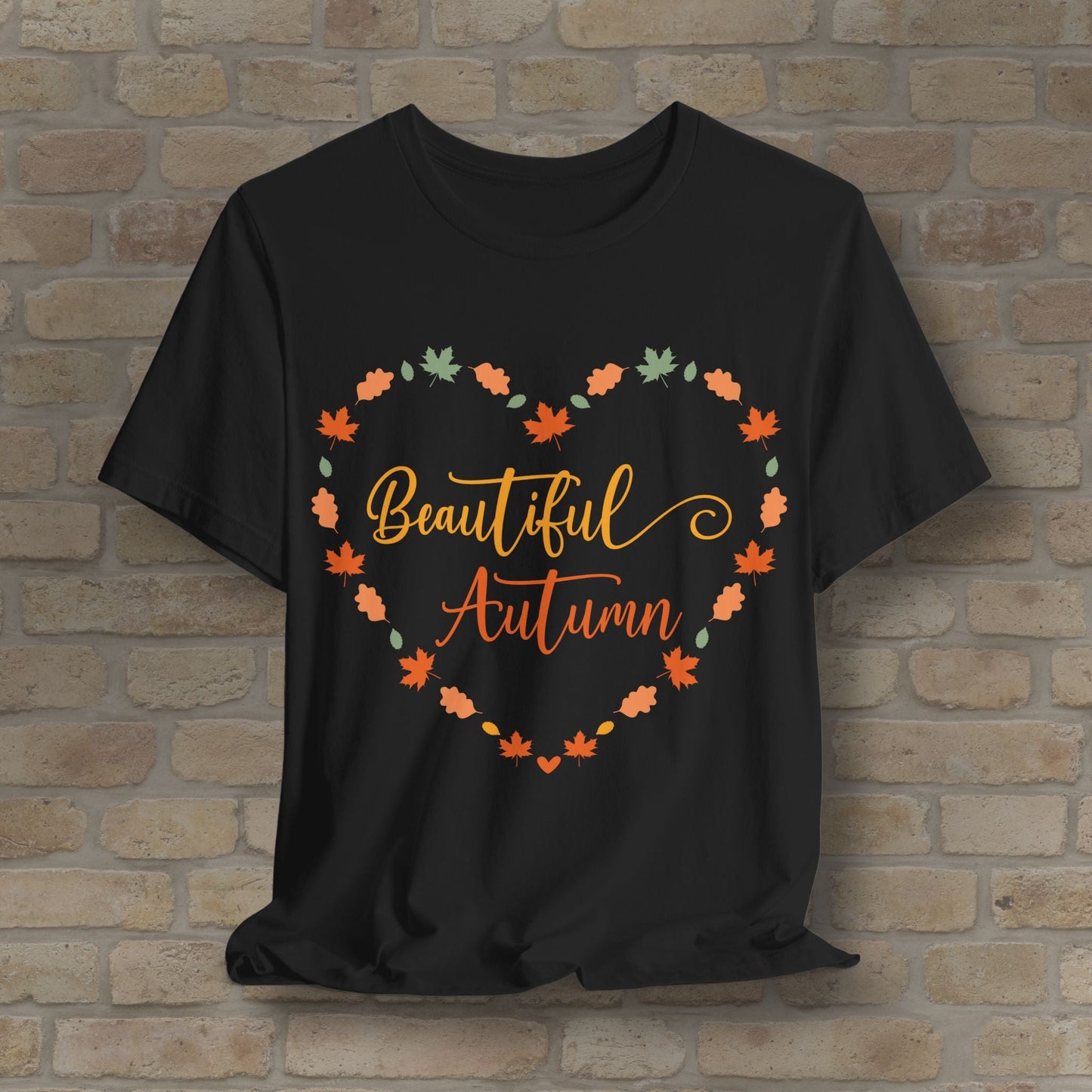 Graphic & Text Beautiful Autumn Heart Tee - Vibrant Styles