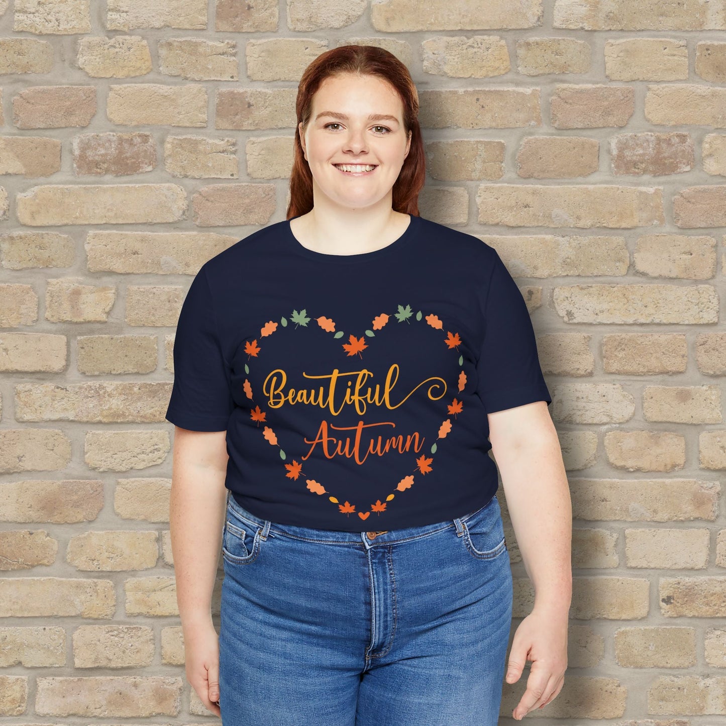 Graphic & Text Beautiful Autumn Heart Tee - Vibrant Styles