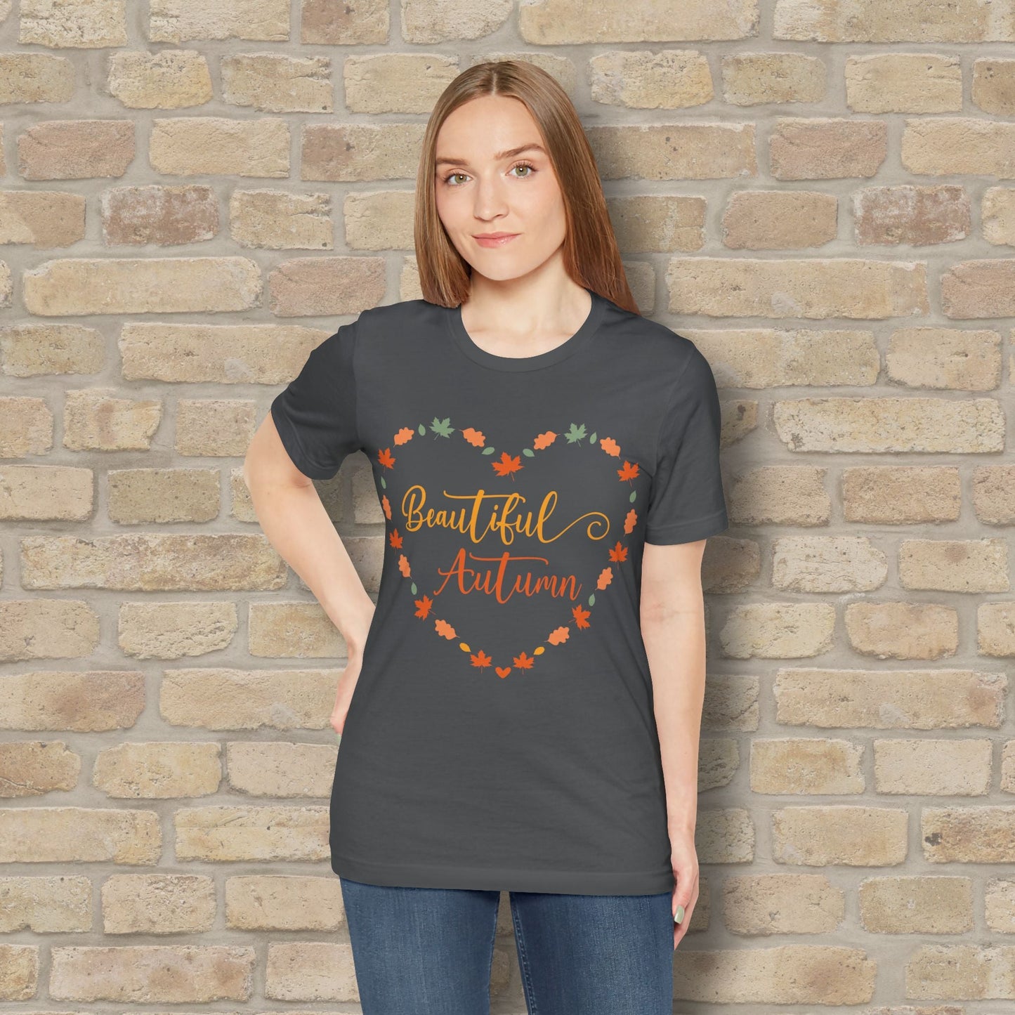 Graphic & Text Beautiful Autumn Heart Tee - Vibrant Styles
