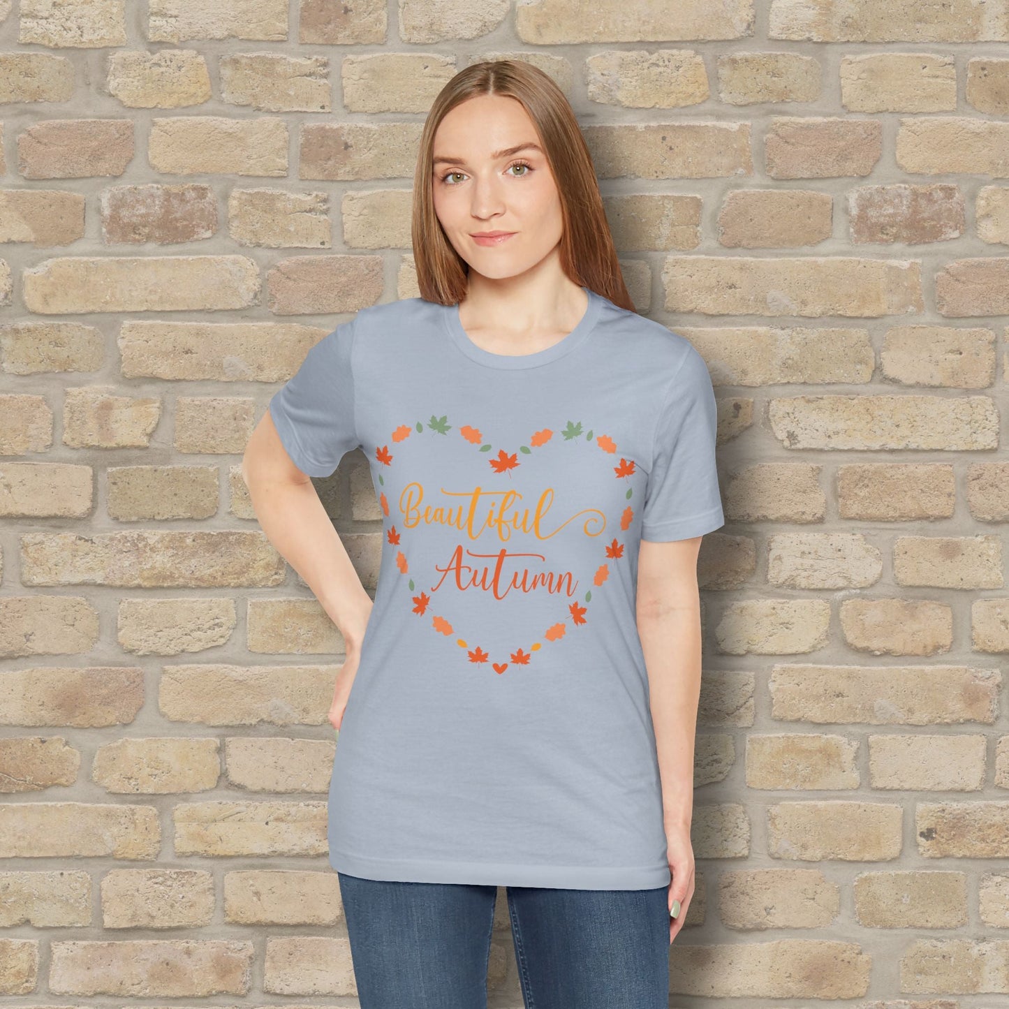 Graphic & Text Beautiful Autumn Heart Tee - Vibrant Styles