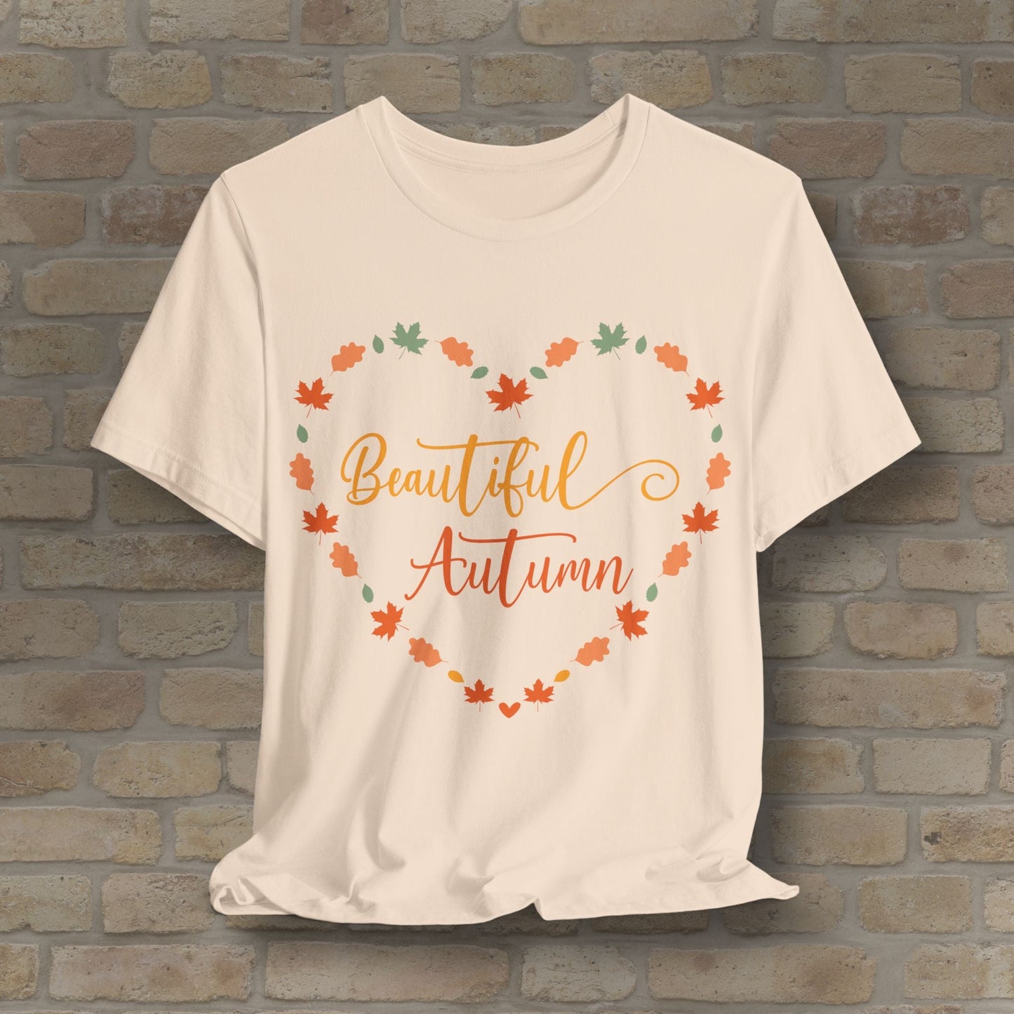 Graphic & Text Beautiful Autumn Heart Tee - Vibrant Styles