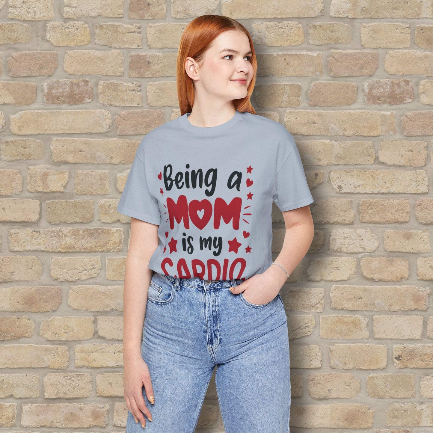 Mostly Text T-Shirts Being a Mom Is My Cardio Tee - Vibrant Styles