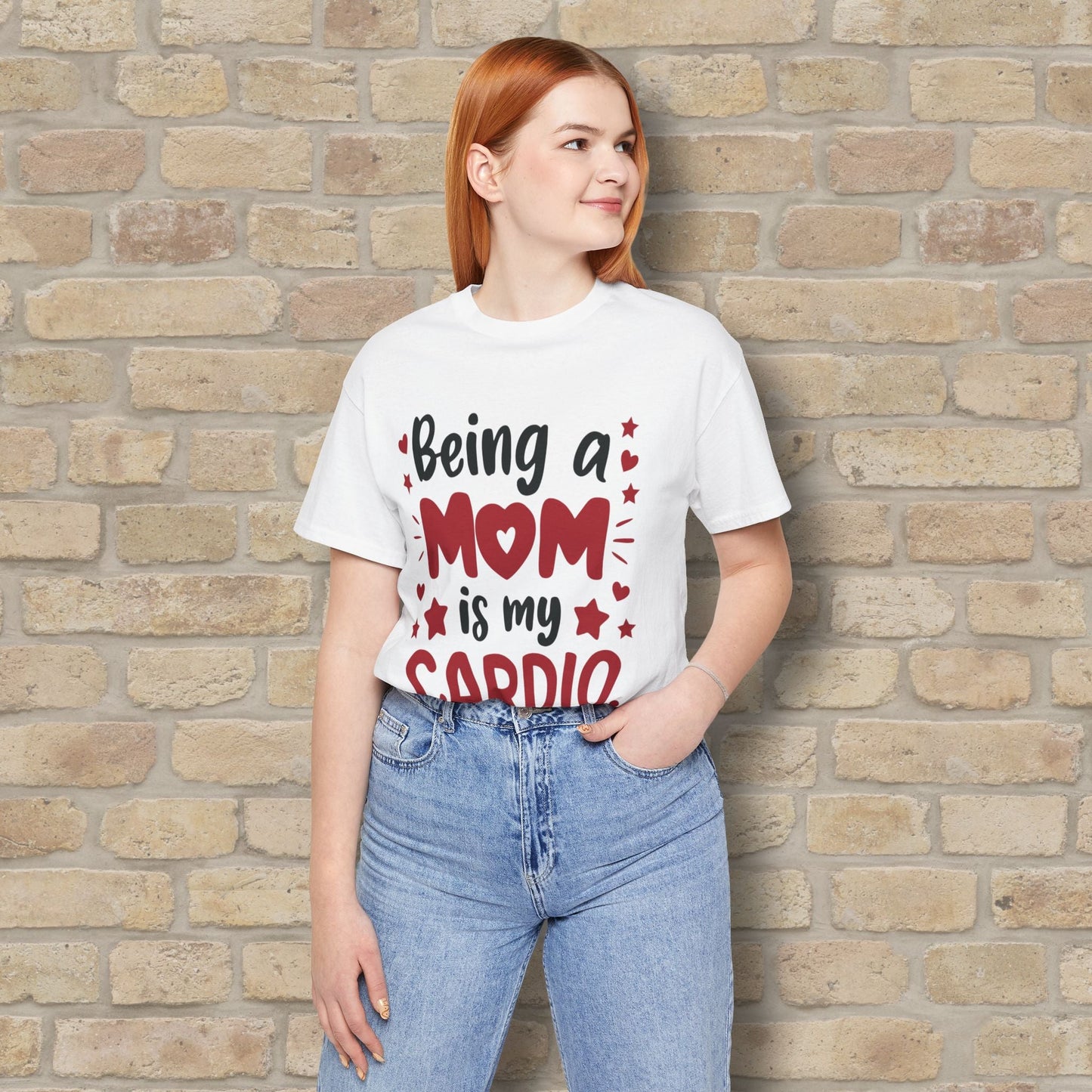Mostly Text T-Shirts Being a Mom Is My Cardio Tee - Vibrant Styles