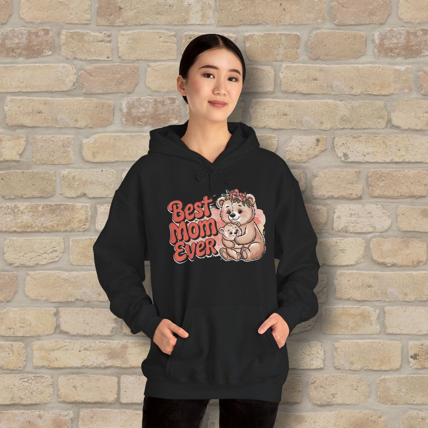 Graphic & Text Best Mom Ever Bears Pullover Hoodie - Vibrant Styles