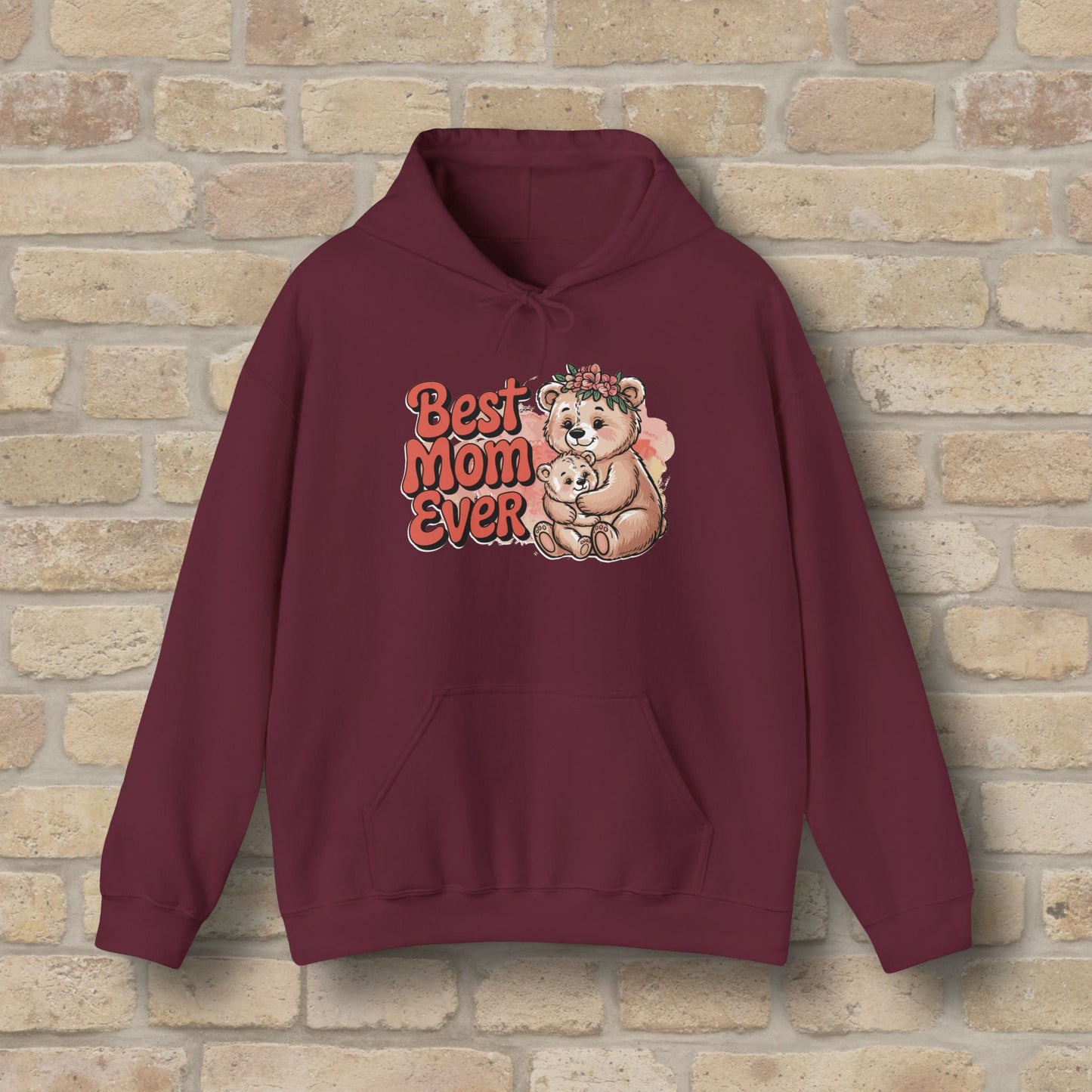 Graphic & Text Best Mom Ever Bears Pullover Hoodie - Vibrant Styles