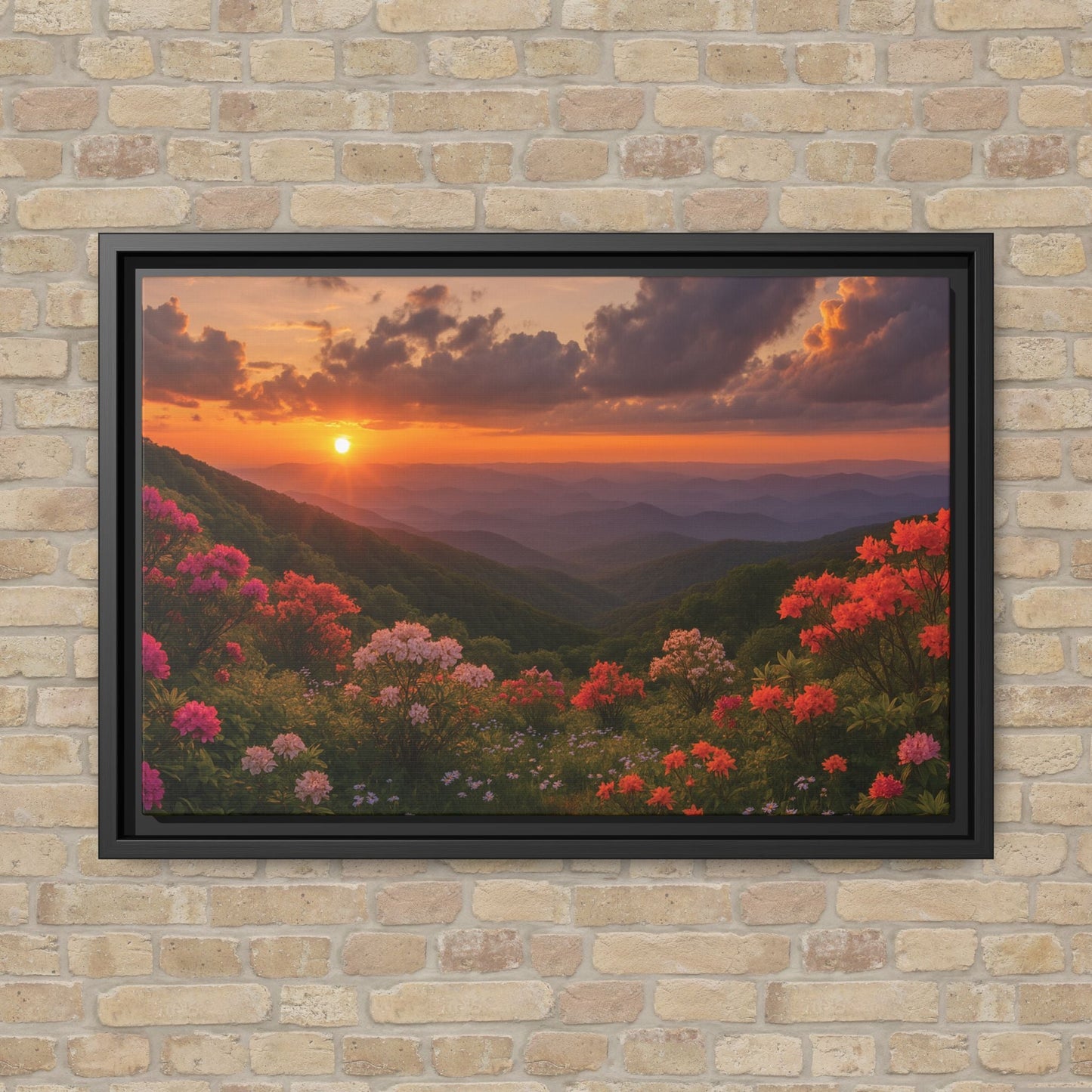 Canvas Blue Ridge Bloom at Sunset Matte Canvas, Pinewood Framed - Vibrant Styles