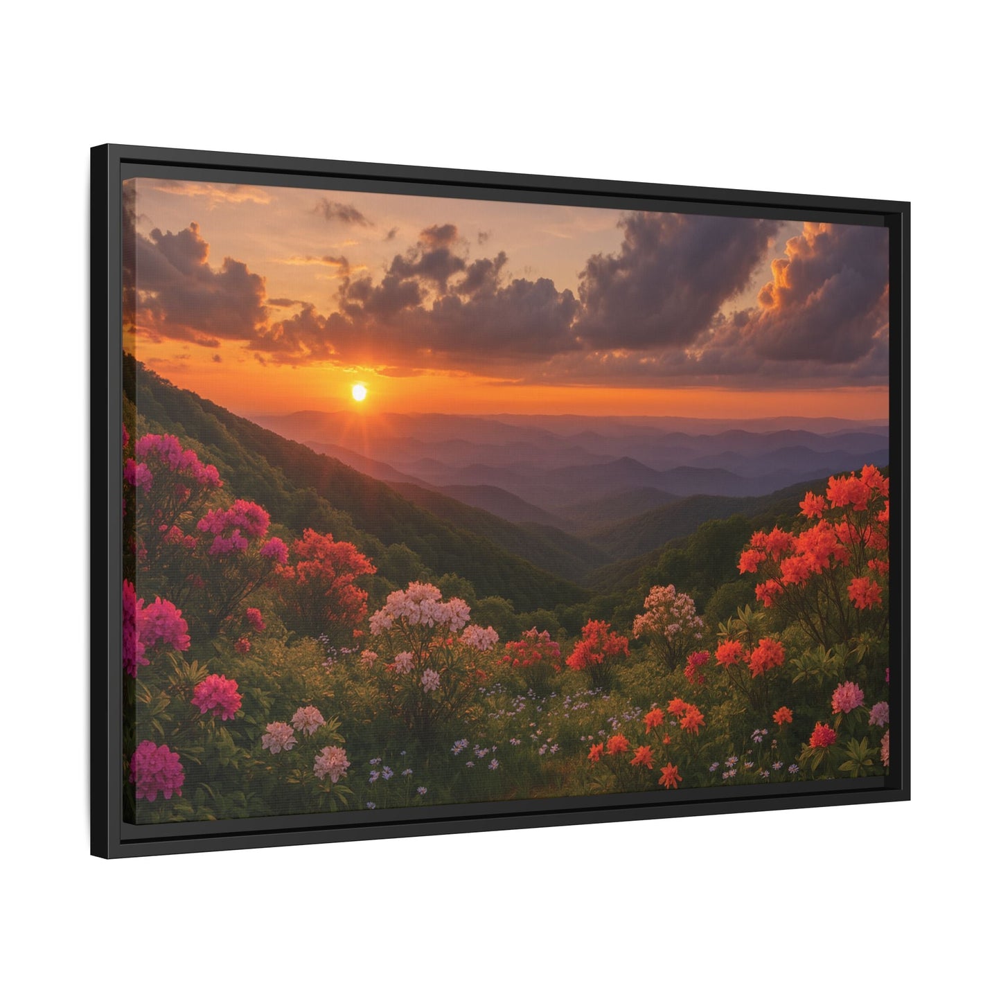 Canvas Blue Ridge Bloom at Sunset Matte Canvas, Pinewood Framed - Vibrant Styles