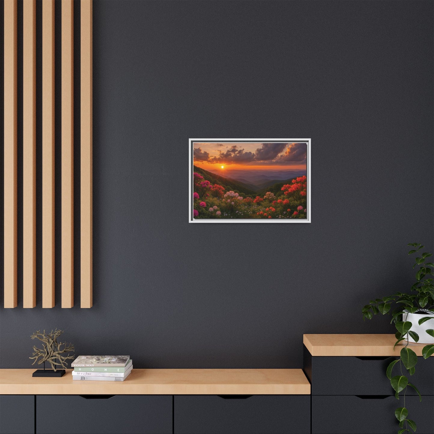 Canvas Blue Ridge Bloom at Sunset Matte Canvas, Pinewood Framed - Vibrant Styles