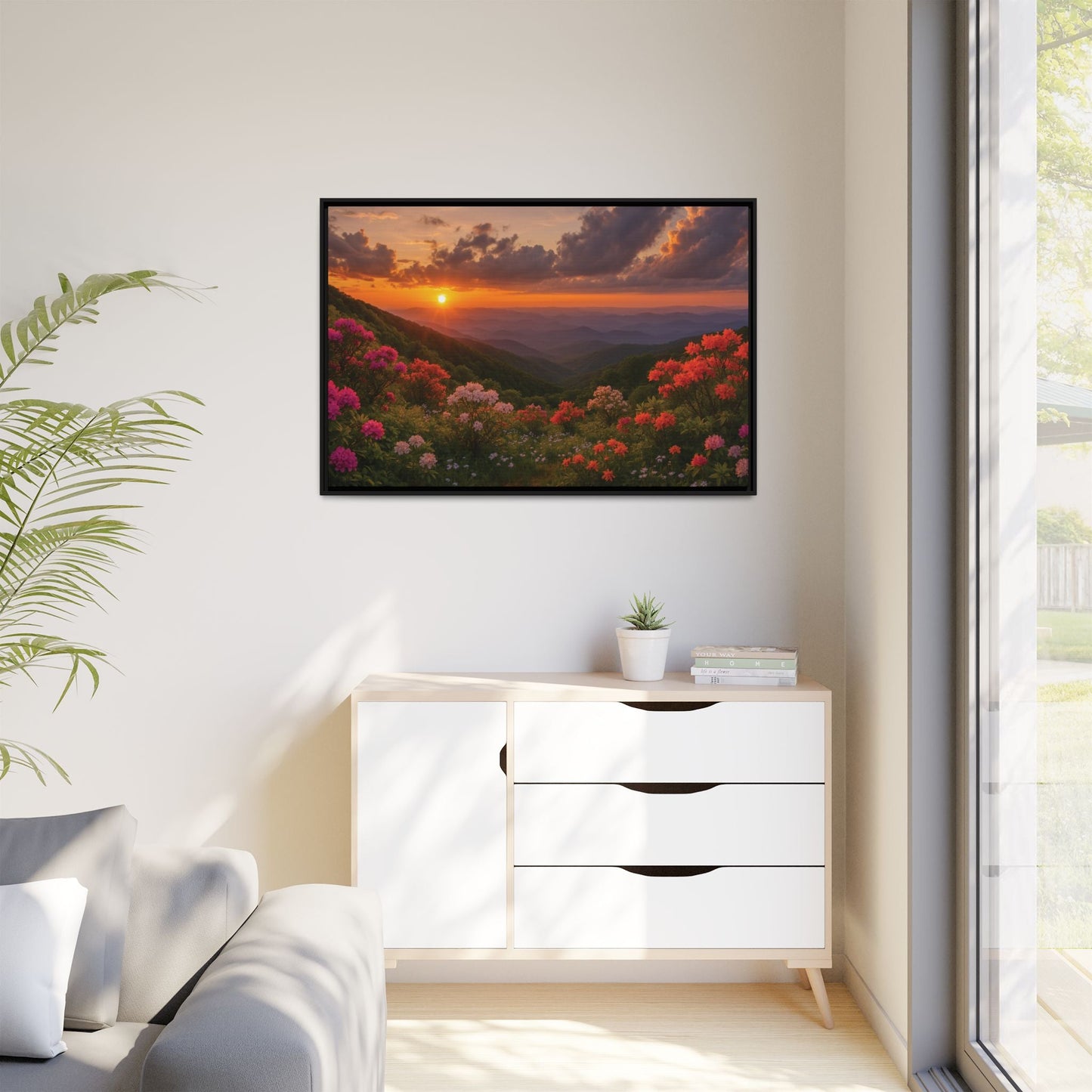 Canvas Blue Ridge Bloom at Sunset Matte Canvas, Pinewood Framed - Vibrant Styles