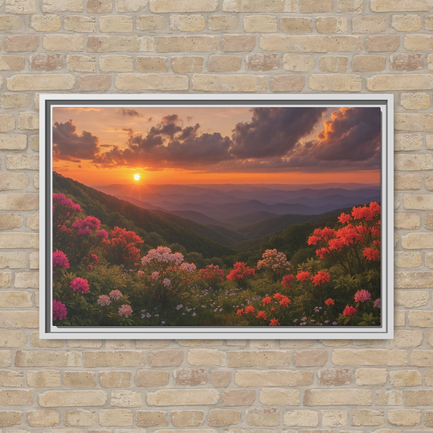 Canvas Blue Ridge Bloom at Sunset Matte Canvas, Pinewood Framed - Vibrant Styles