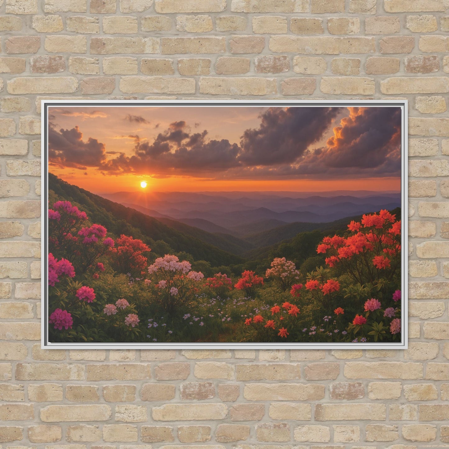 Canvas Blue Ridge Bloom at Sunset Matte Canvas, Pinewood Framed - Vibrant Styles