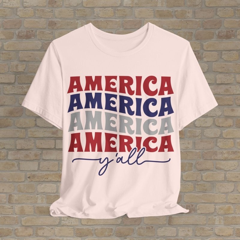 Text Only T-Shirts Bold America Y'all Tee - Vibrant Styles