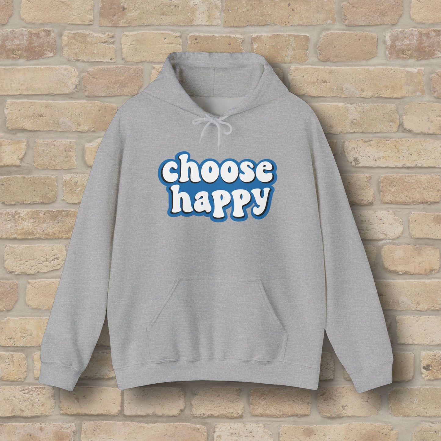 Text Only Choose Happy Pullover Hoodie - Vibrant Styles