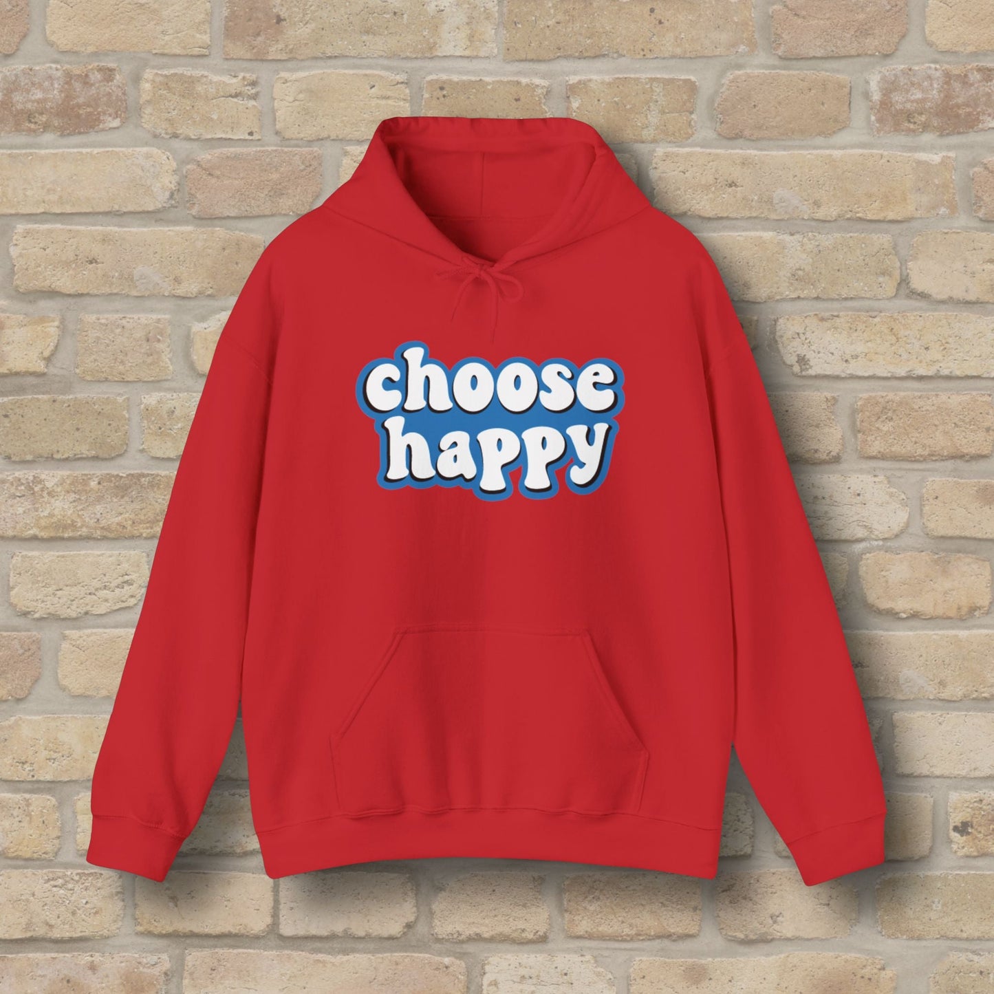Text Only Choose Happy Pullover Hoodie - Vibrant Styles