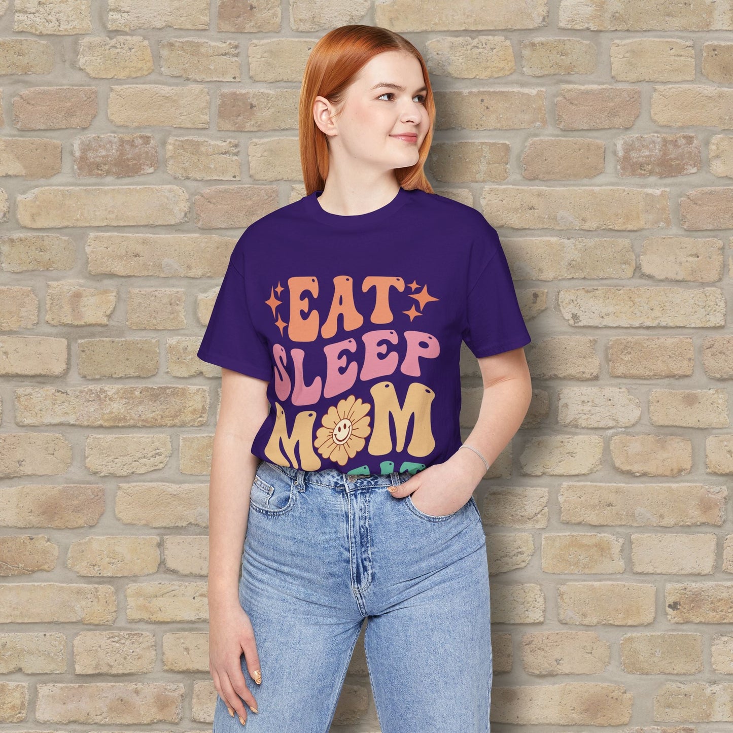 Mostly Text T-Shirts Eat Sleep Mom Repeat Tee - Vibrant Styles
