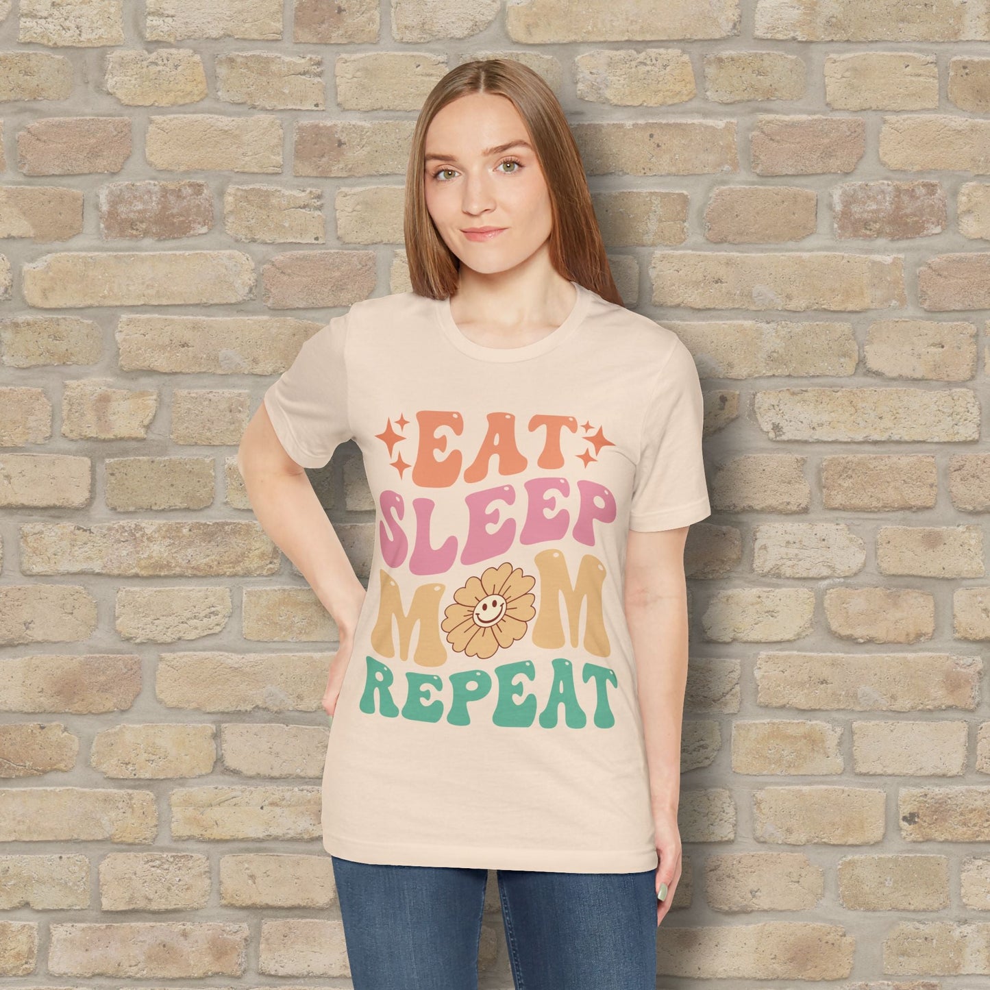 Mostly Text T-Shirts Eat Sleep Mom Repeat Tee - Vibrant Styles