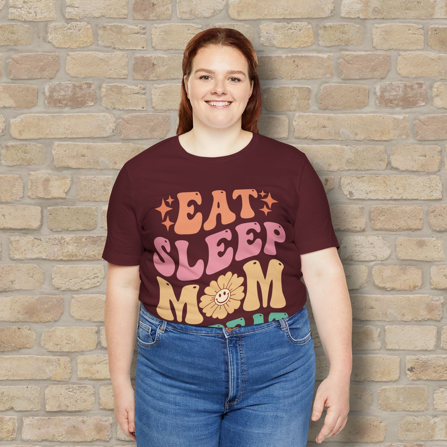 Mostly Text T-Shirts Eat Sleep Mom Repeat Tee - Vibrant Styles