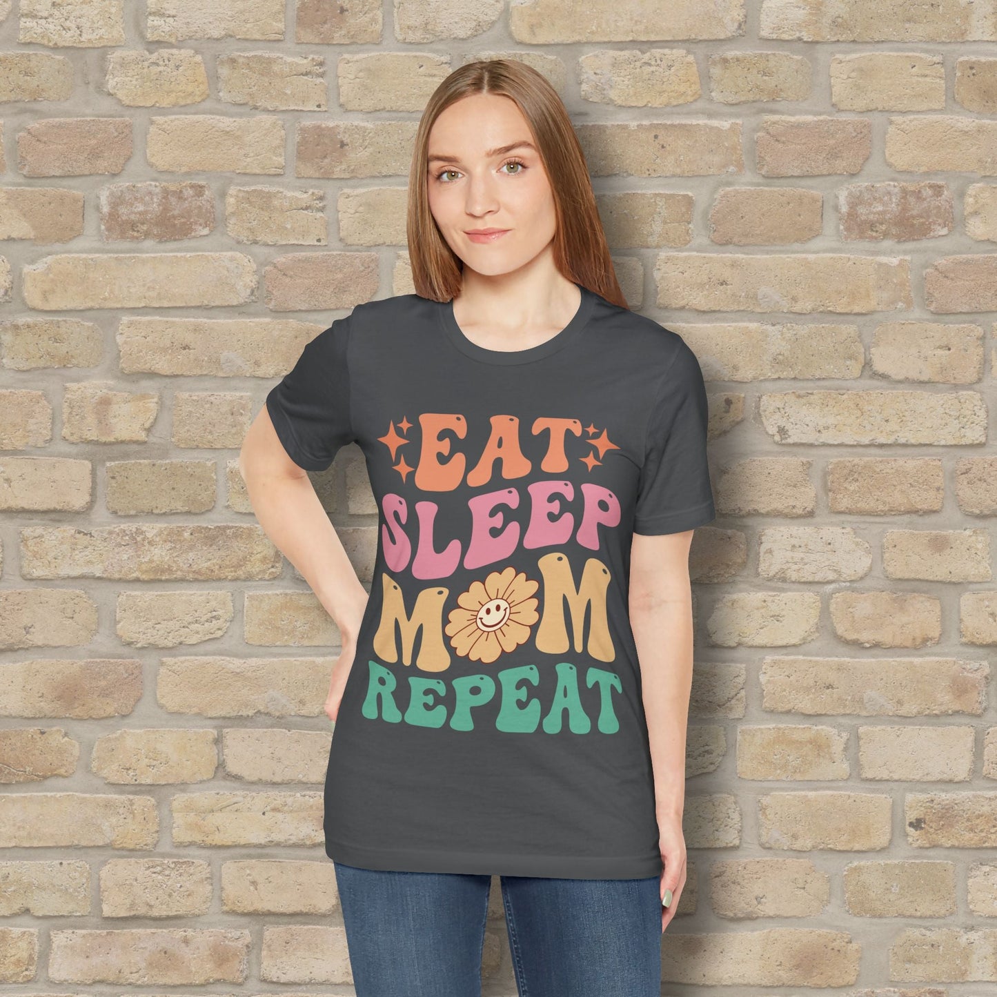 Mostly Text T-Shirts Eat Sleep Mom Repeat Tee - Vibrant Styles