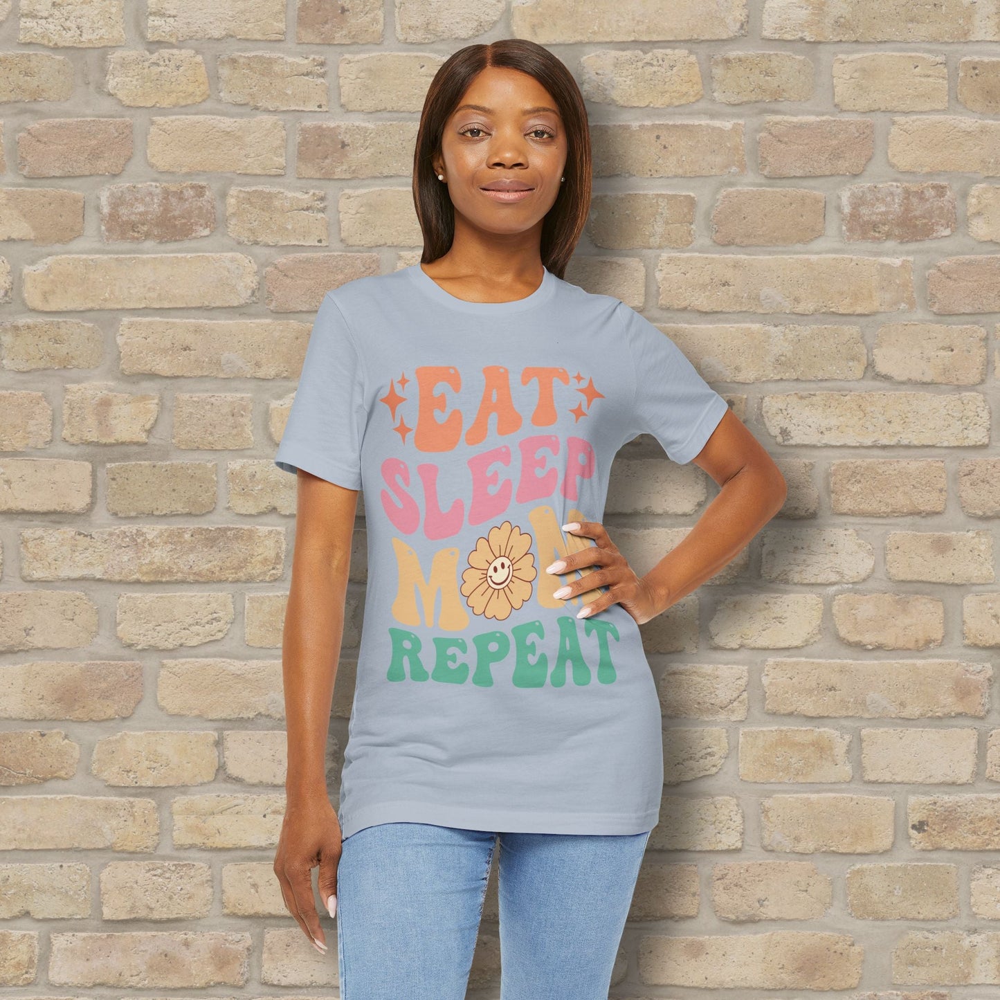 Mostly Text T-Shirts Eat Sleep Mom Repeat Tee - Vibrant Styles