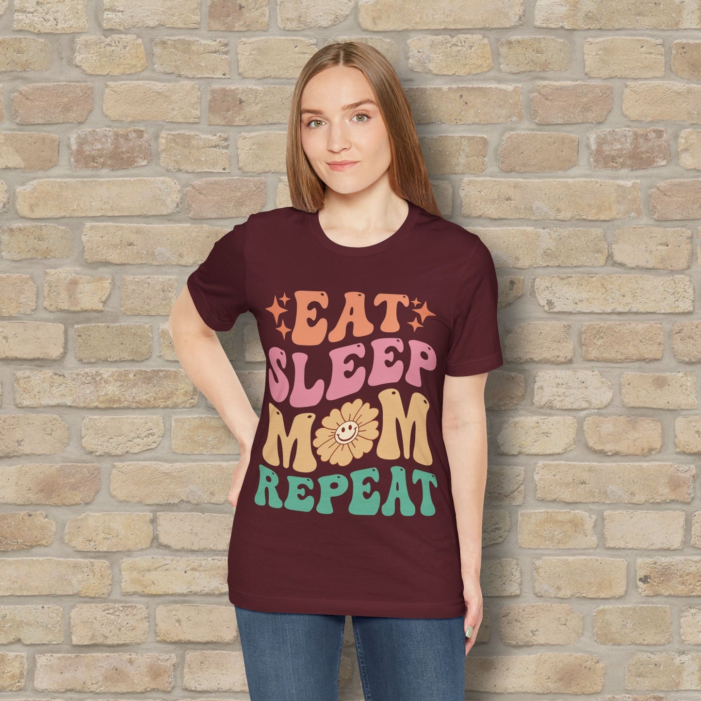 Mostly Text T-Shirts Eat Sleep Mom Repeat Tee - Vibrant Styles