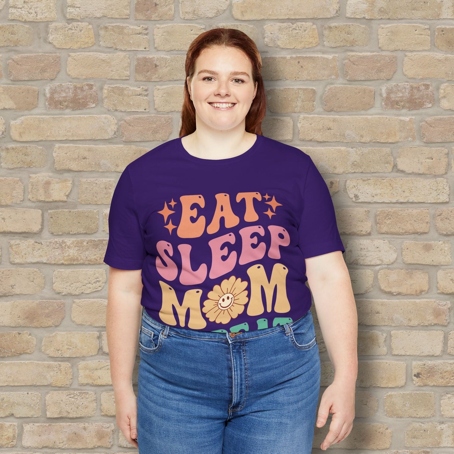Mostly Text T-Shirts Eat Sleep Mom Repeat Tee - Vibrant Styles