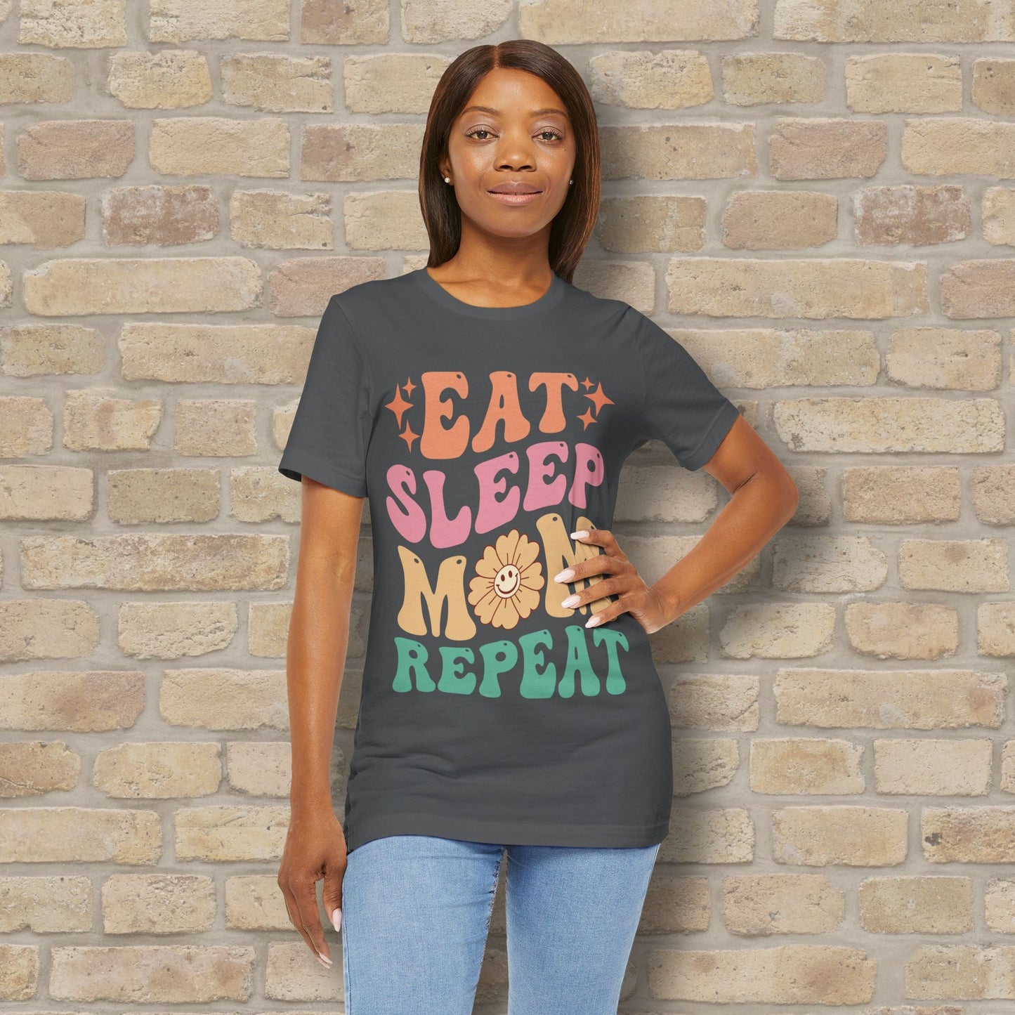Mostly Text T-Shirts Eat Sleep Mom Repeat Tee - Vibrant Styles