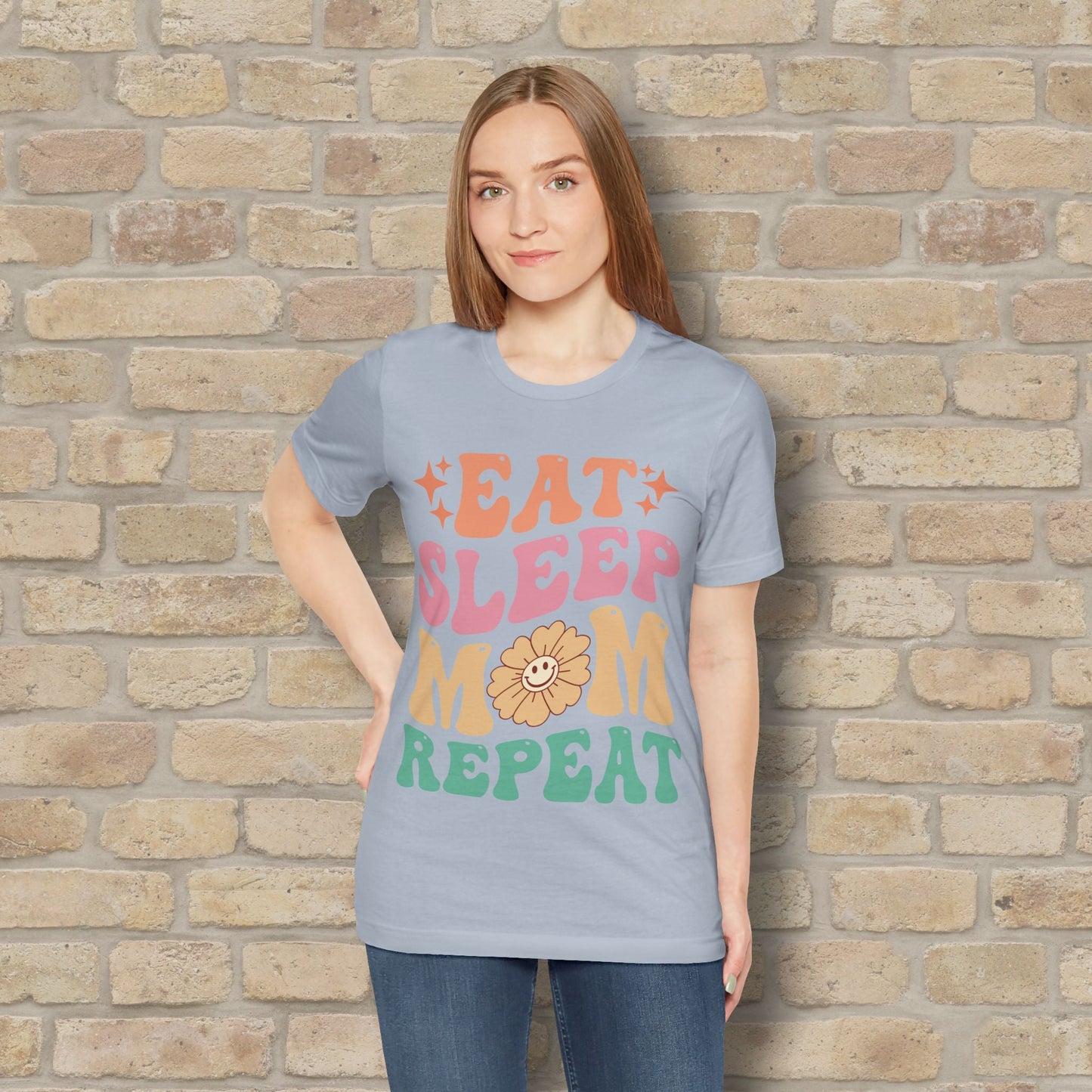 Mostly Text T-Shirts Eat Sleep Mom Repeat Tee - Vibrant Styles