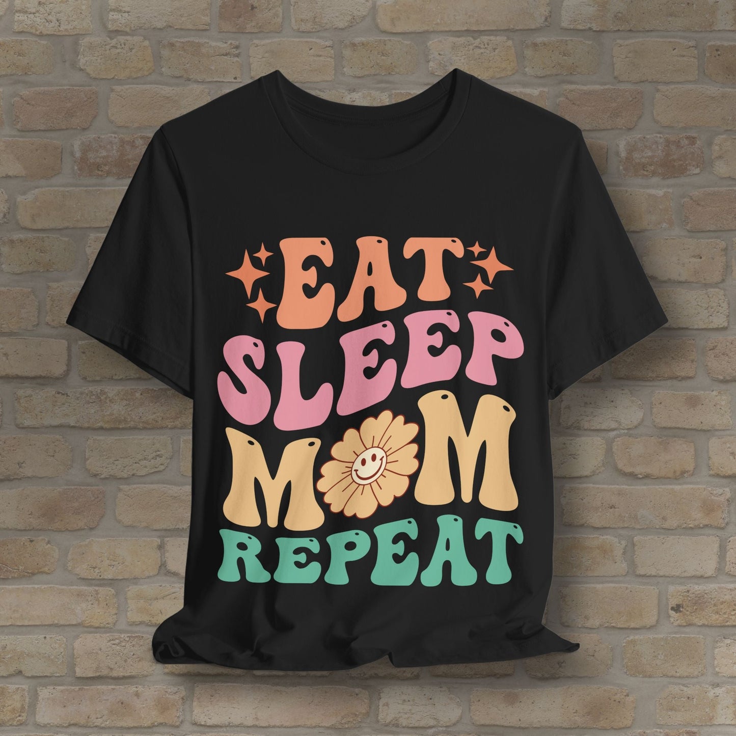 Mostly Text T-Shirts Eat Sleep Mom Repeat Tee - Vibrant Styles