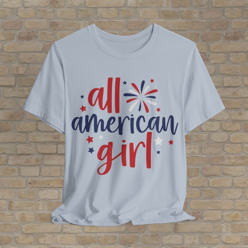 Mostly Text T-Shirts Festive American Girl Tee - Vibrant Styles