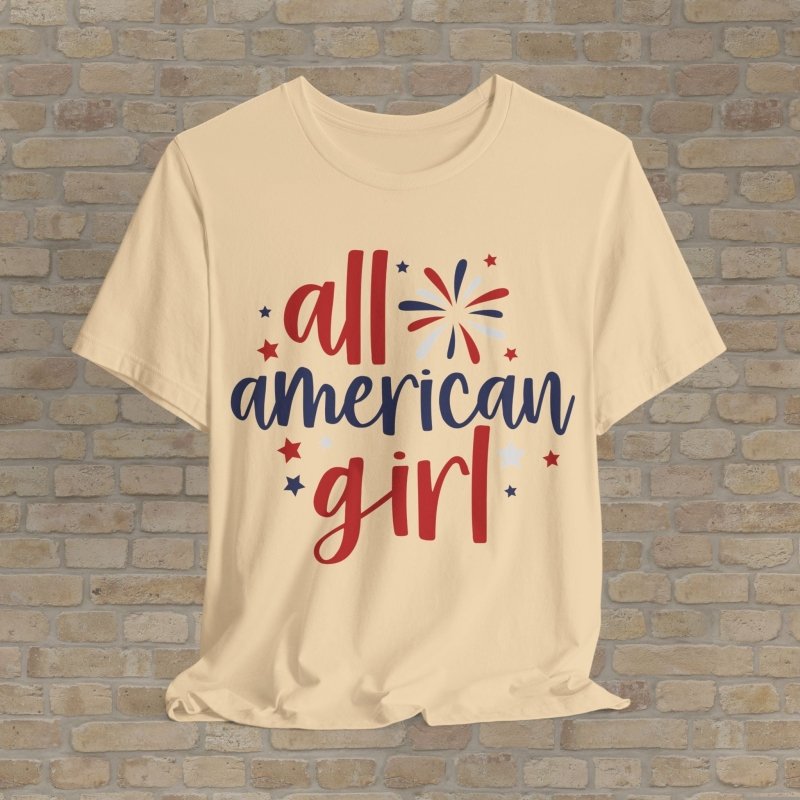 Mostly Text T-Shirts Festive American Girl Tee - Vibrant Styles