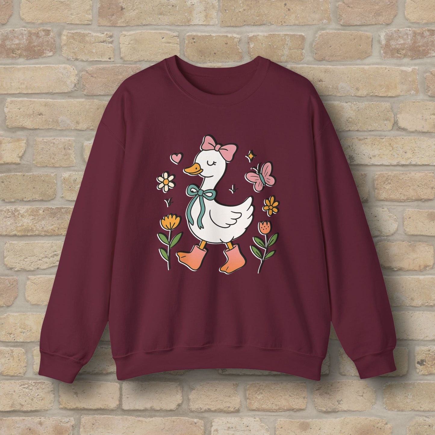 Graphic Only Floral Goose Sweatshirt - Vibrant Styles
