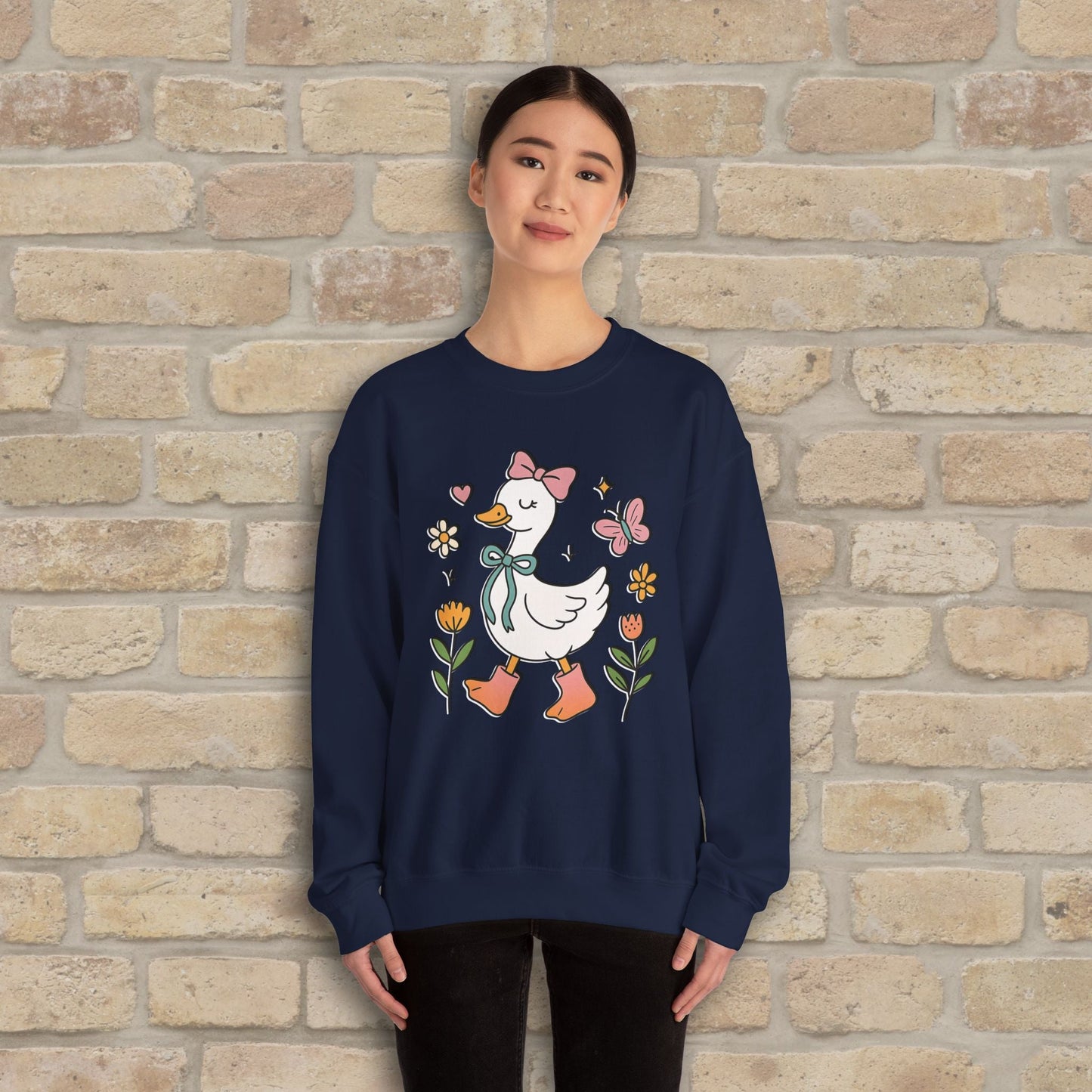 Graphic Only Floral Goose Sweatshirt - Vibrant Styles