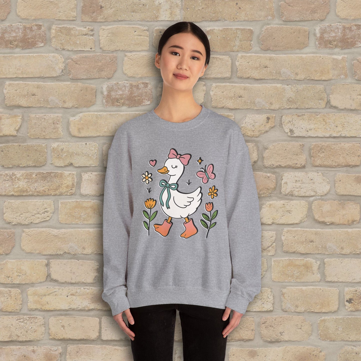 Graphic Only Floral Goose Sweatshirt - Vibrant Styles